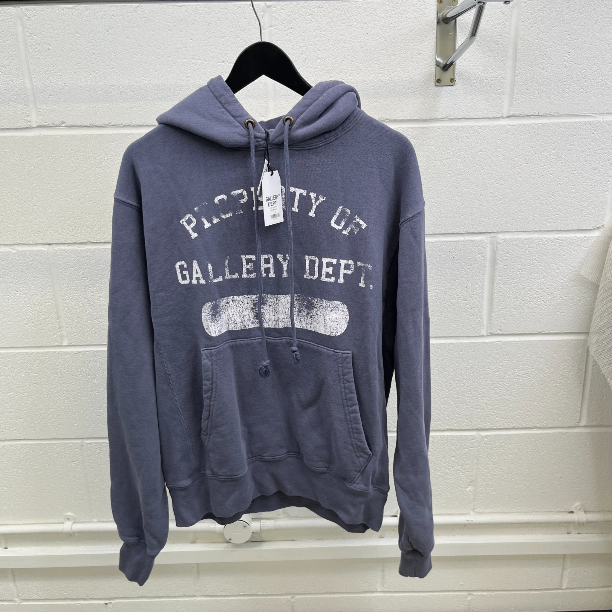 Men's Property Logo Print Hoodie Blue Size S