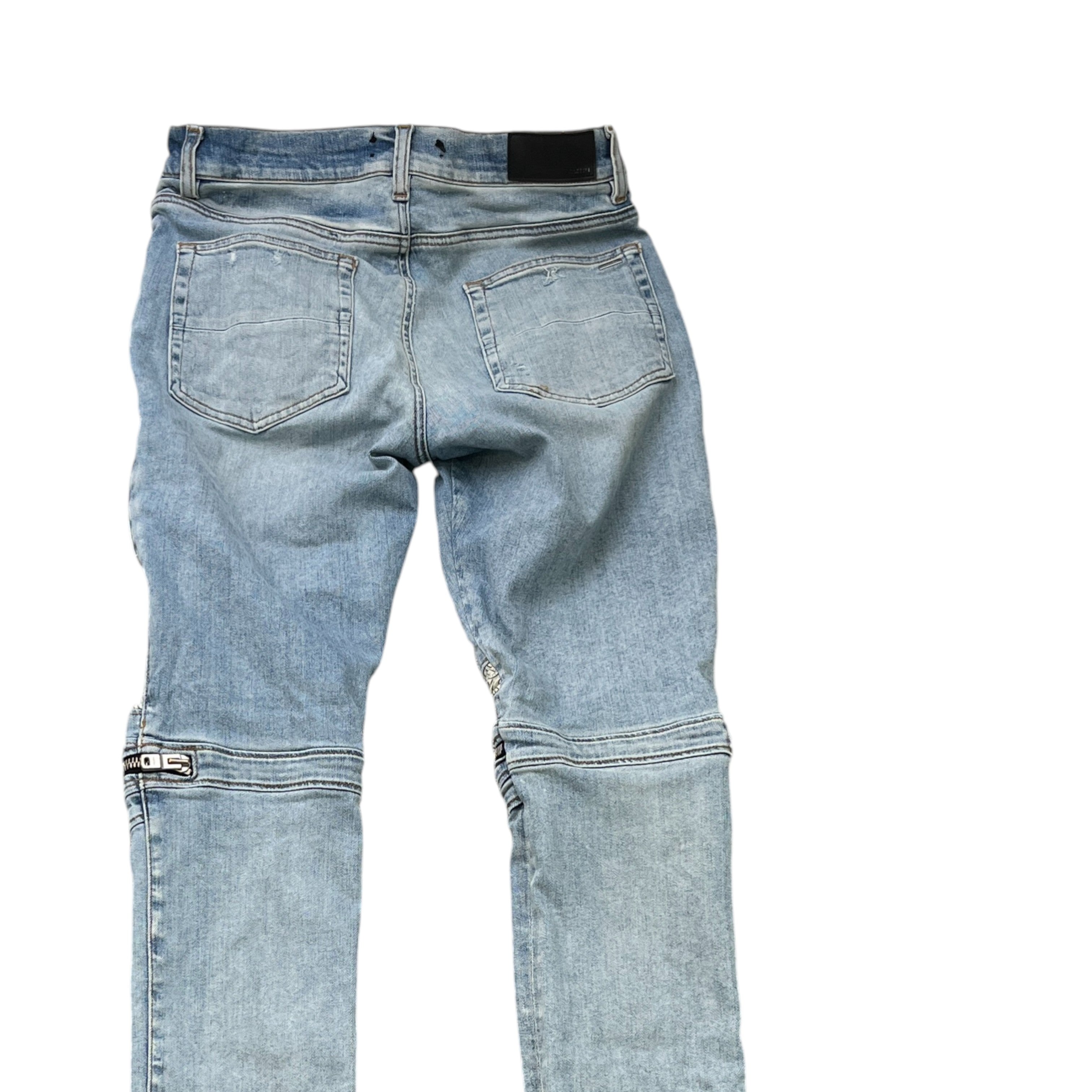 Men's Bandana Biker Jeans Blue Size Waist 32"