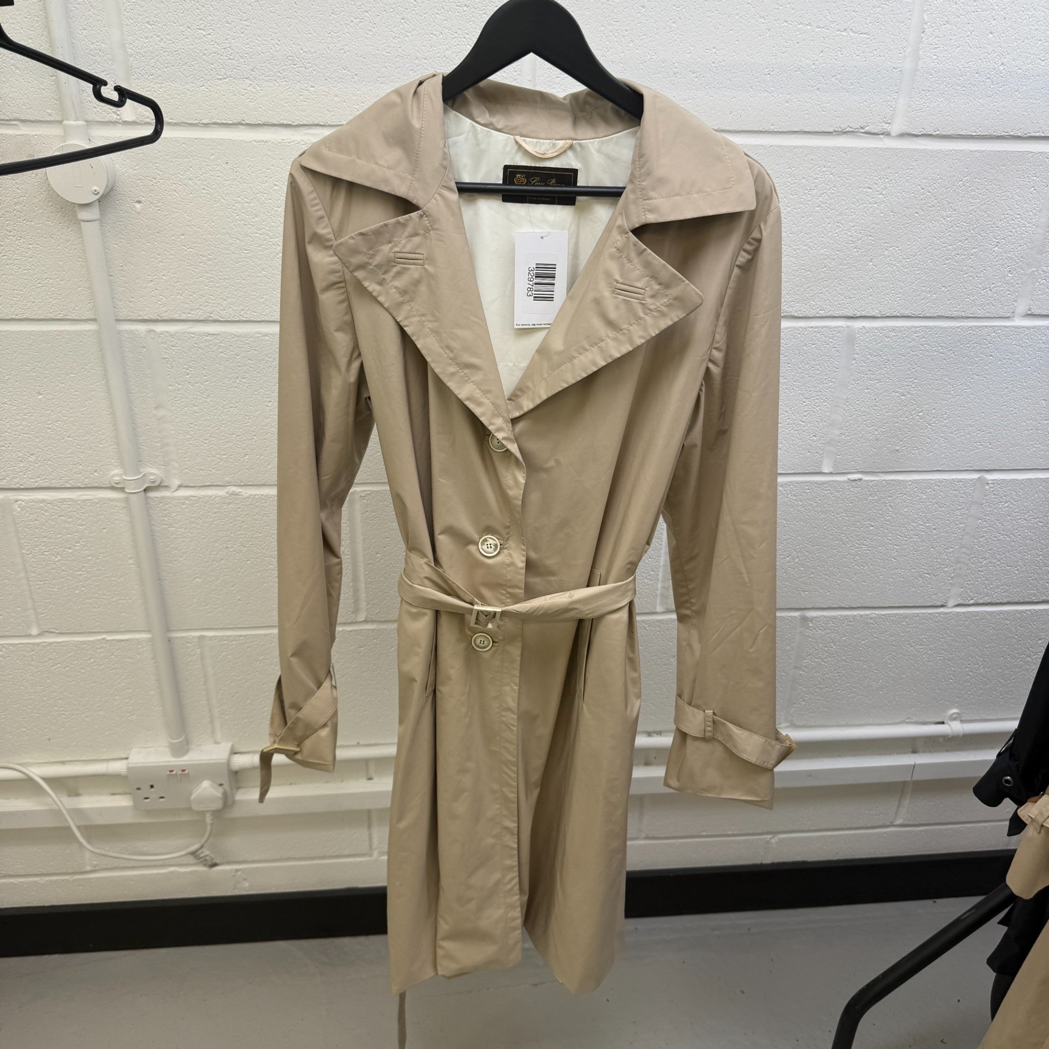 Women's Logo Button Trench Jacket Beige Size M