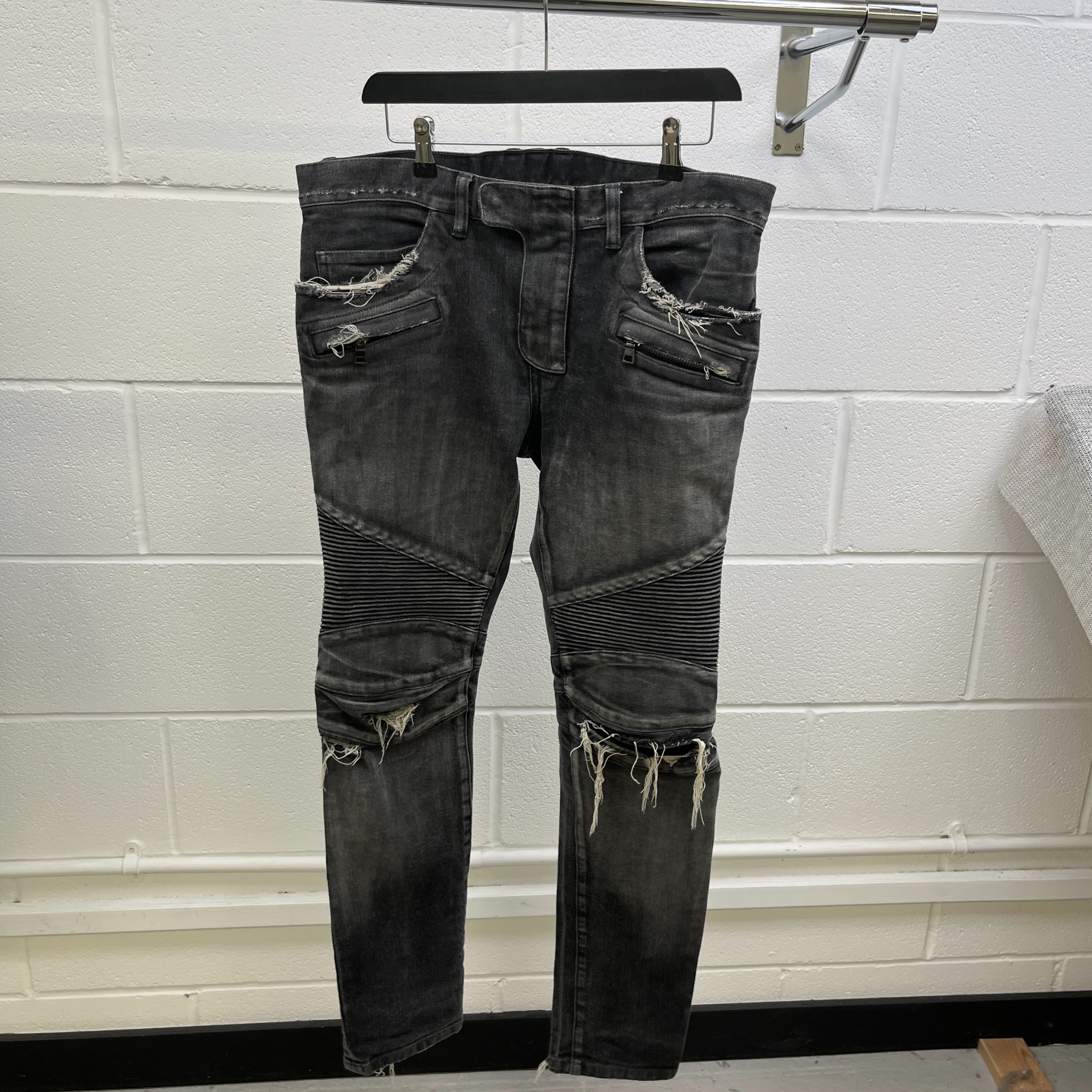 Men's Biker Jeans Black Size Waist 32"