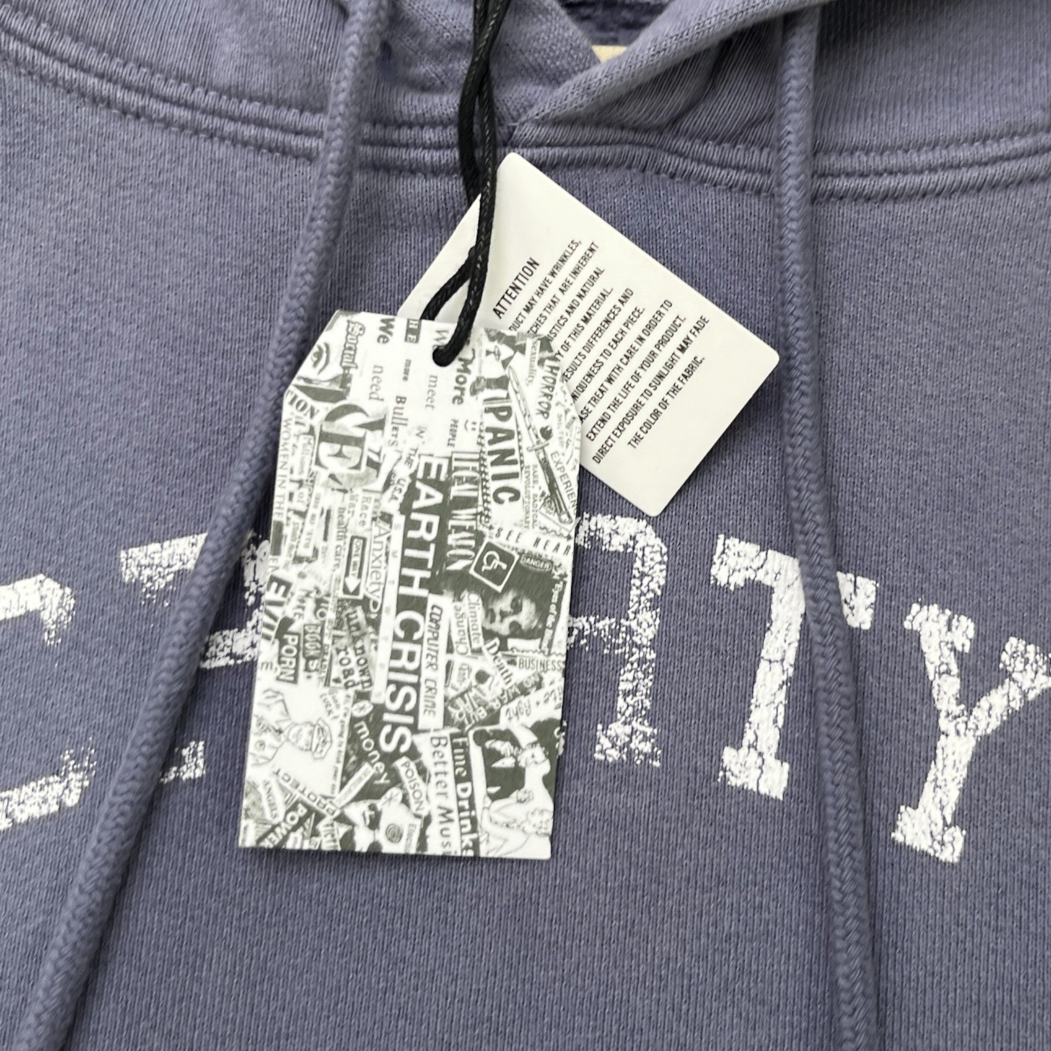 Men's Property Logo Print Hoodie Blue Size S