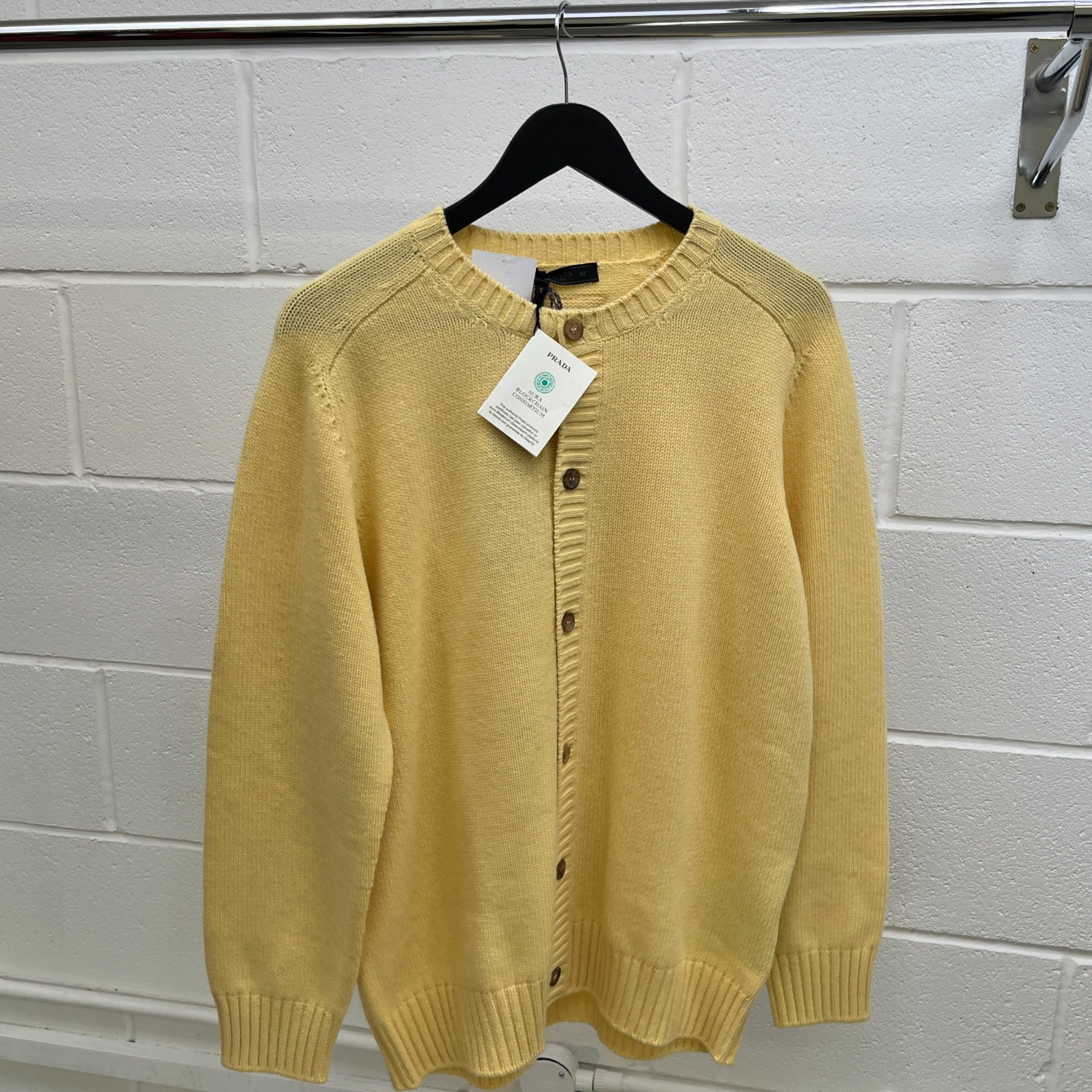Men's Cashmere Knit Cardigan Yellow Size IT 52 / UK XL