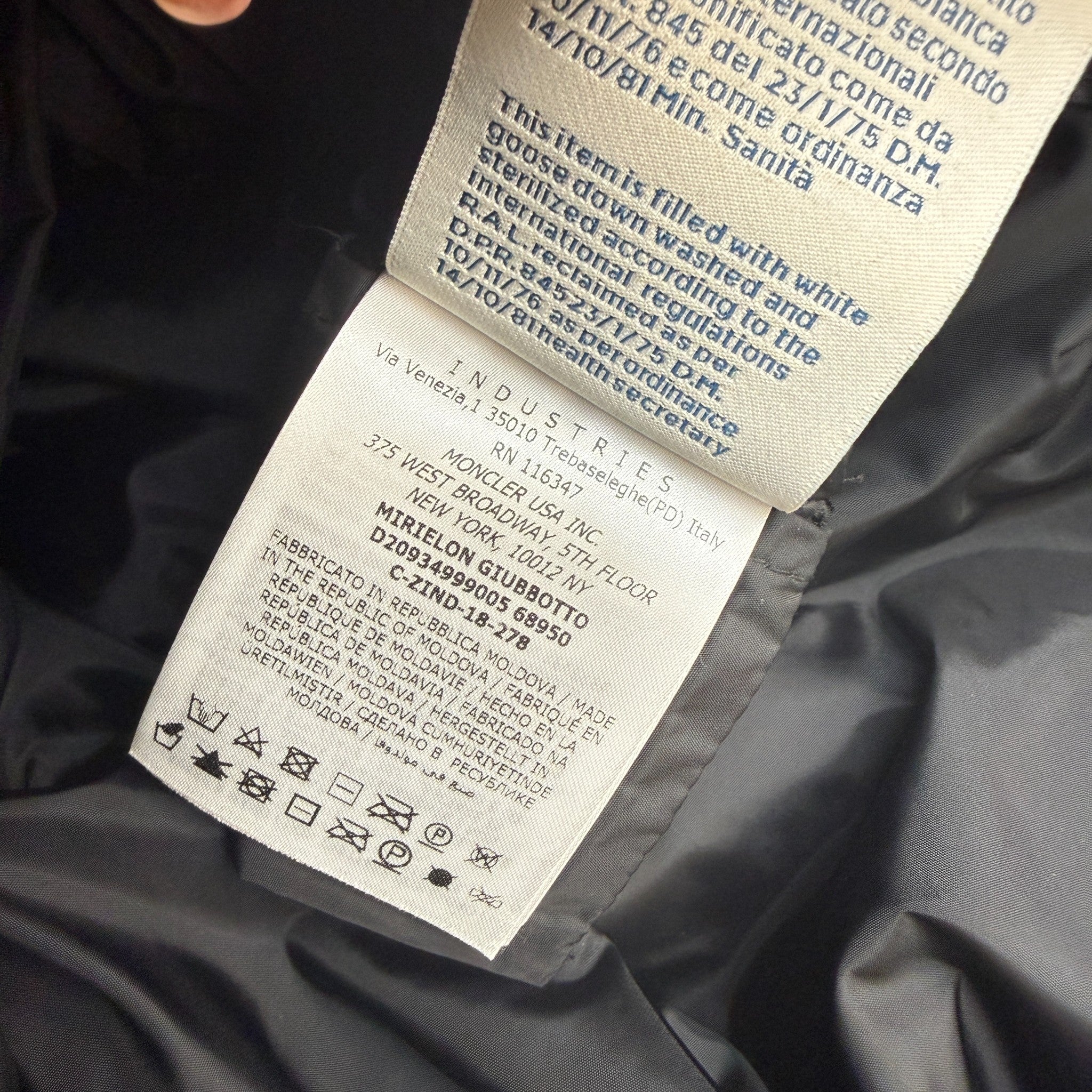 Women's Mirielon Down Jacket Black Size 4 / UK 16