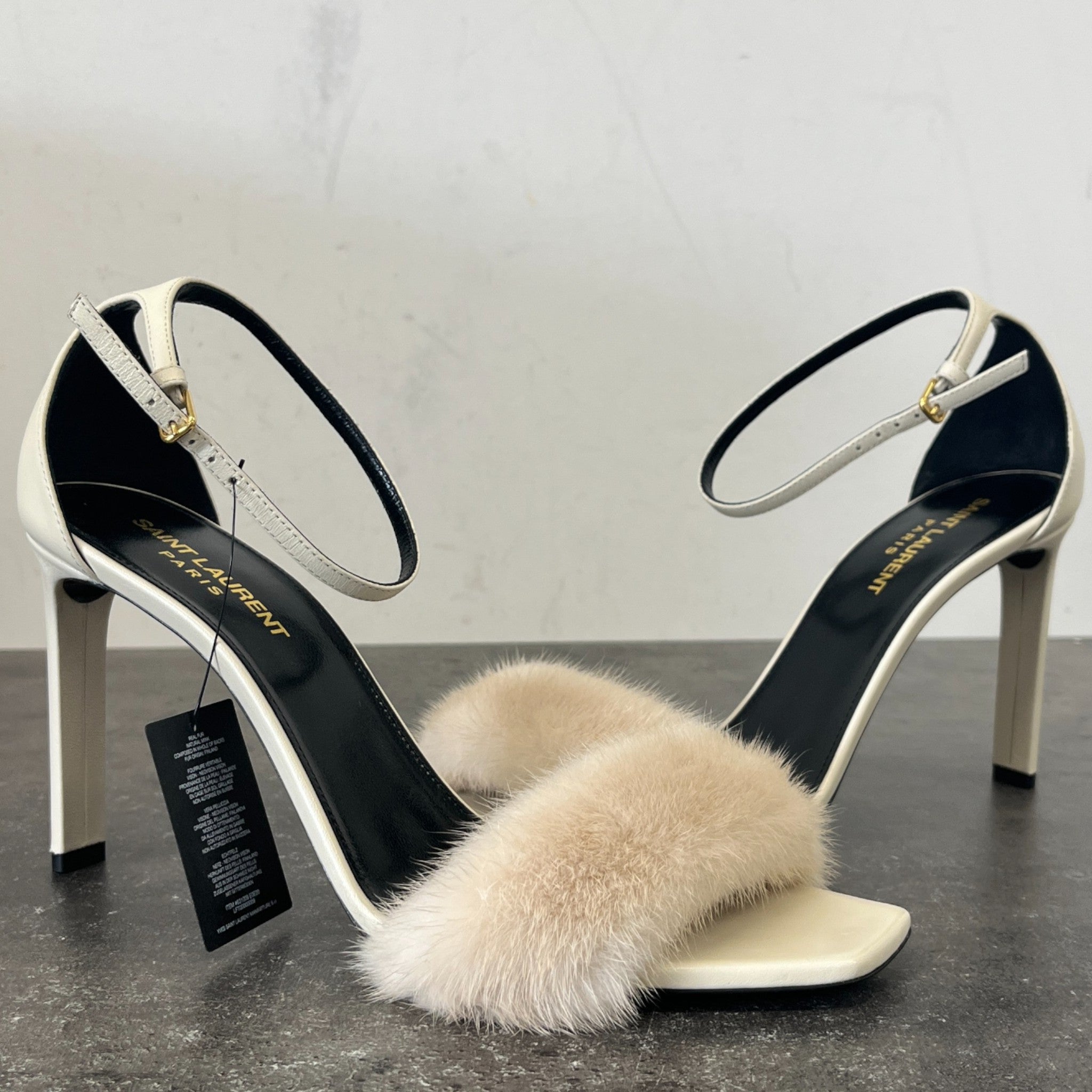 Women's Mink Fur Roy Heels Beige Size EU 39 / UK 6