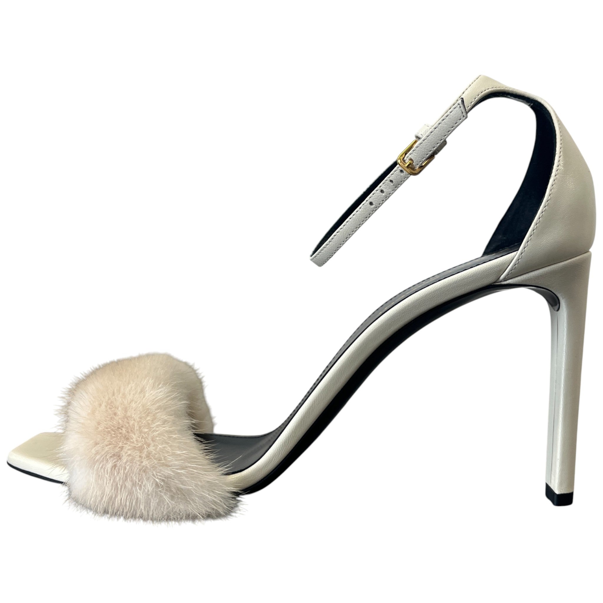 Women's Mink Fur Roy Heels Beige Size EU 39 / UK 6