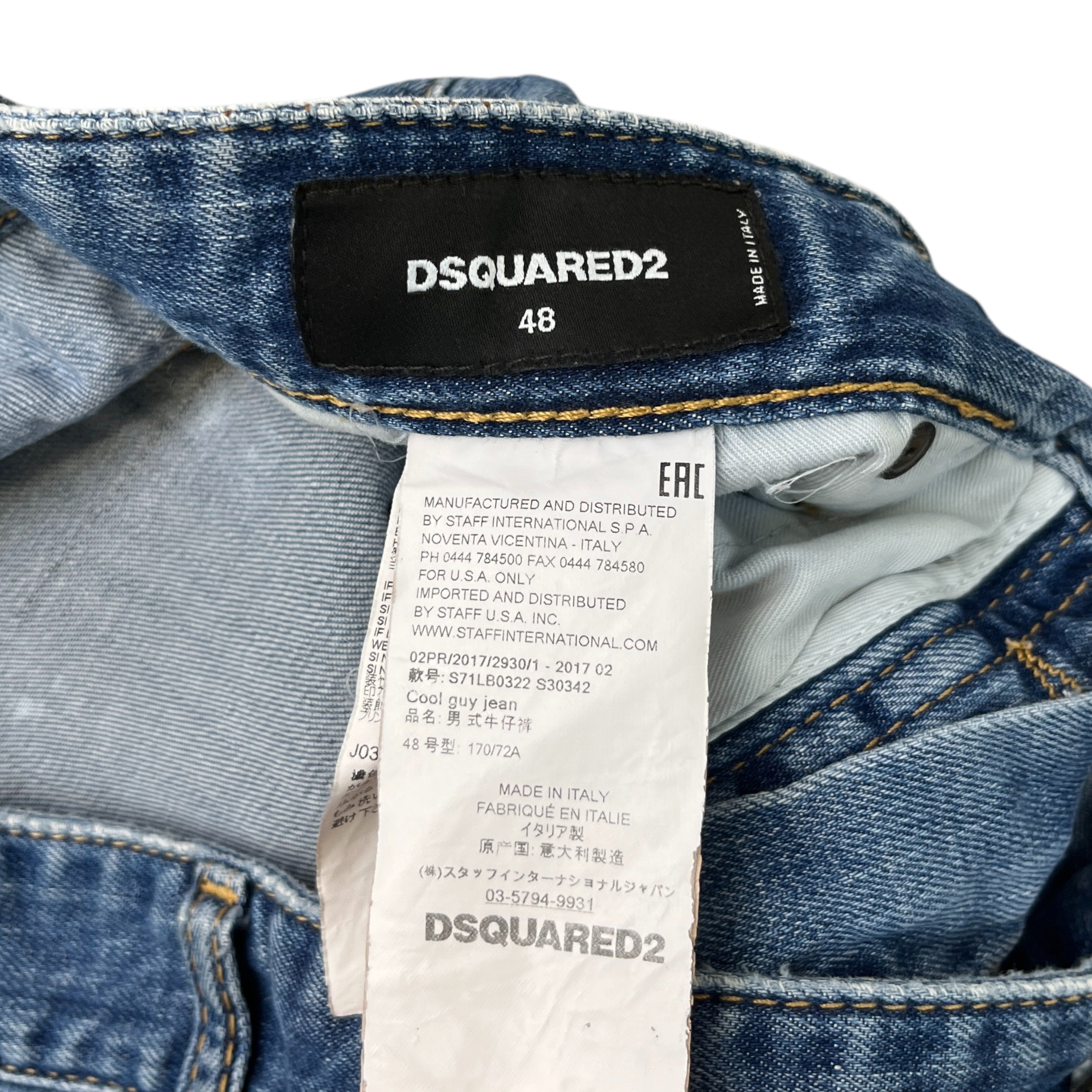 Men's Embroidered Cool Guy Jeans Blue Size IT 48 / UK 32