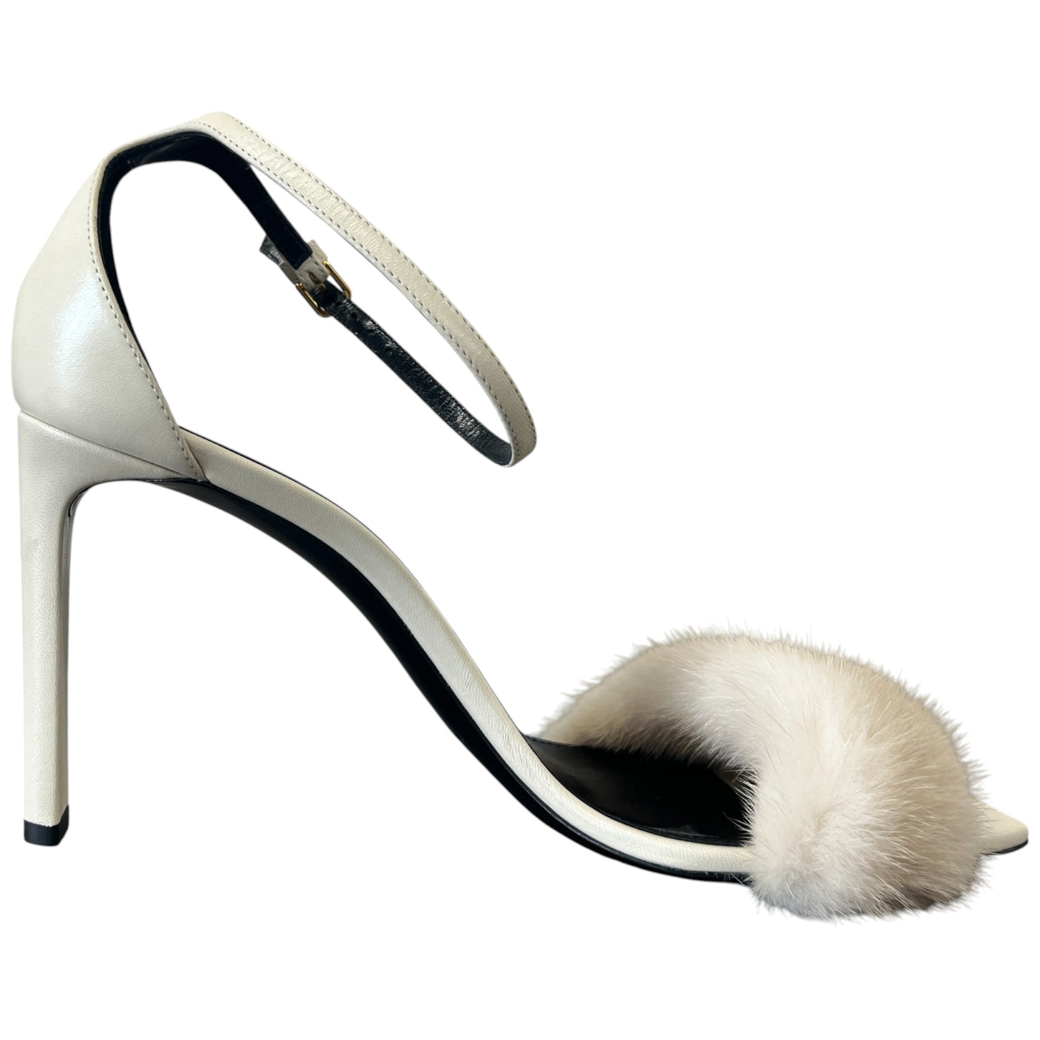 Women's Mink Fur Roy Heels Beige Size EU 39 / UK 6