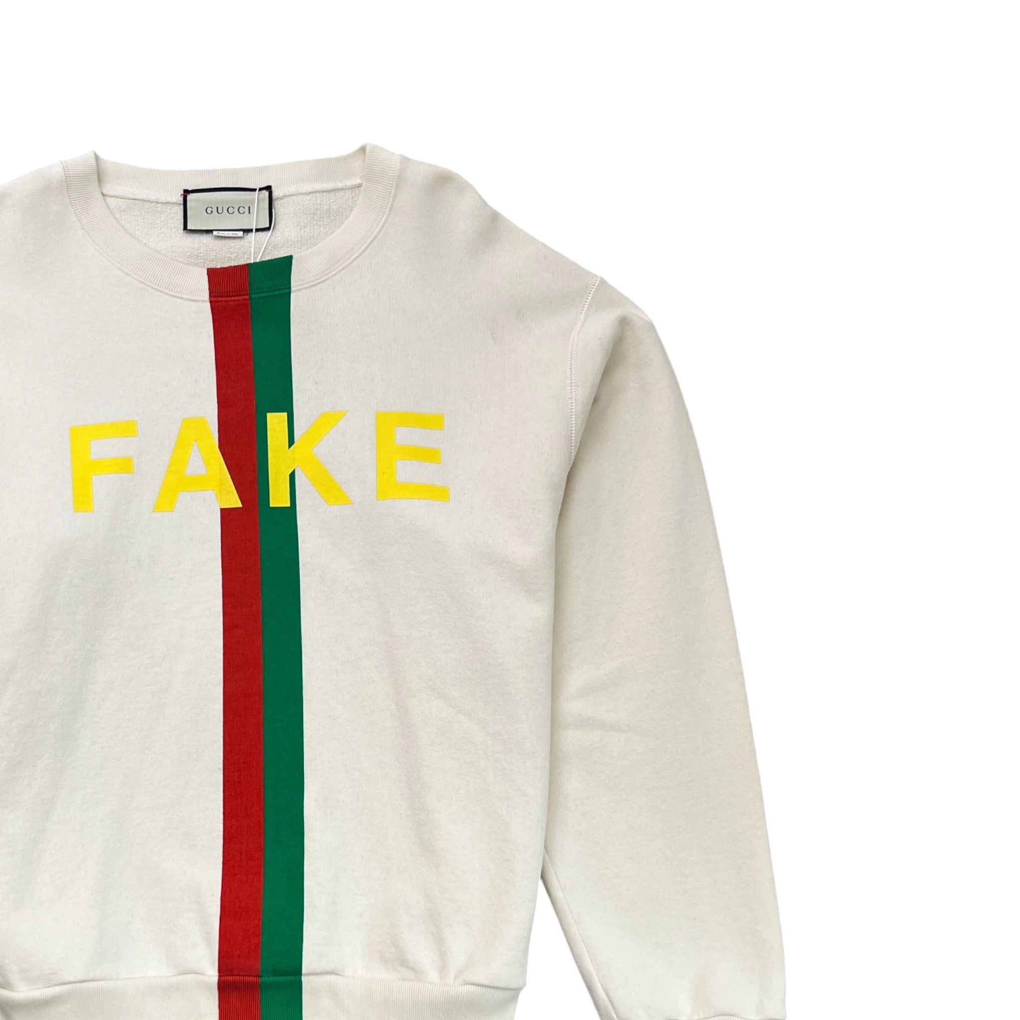 Men's Fake/Not Web Print Sweatshirt Beige Size M