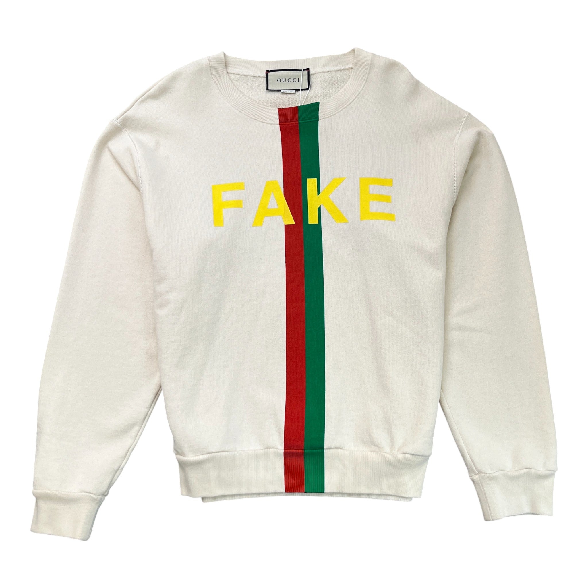 Men's Fake/Not Web Print Sweatshirt Beige Size M