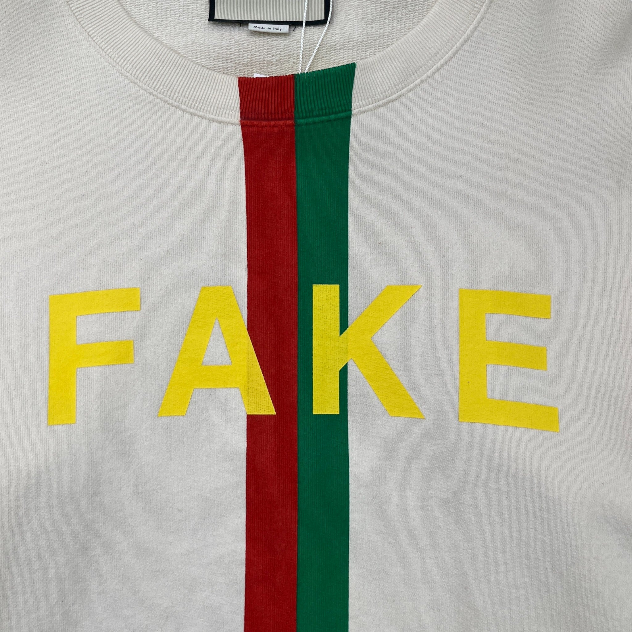 Men's Fake/Not Web Print Sweatshirt Beige Size M