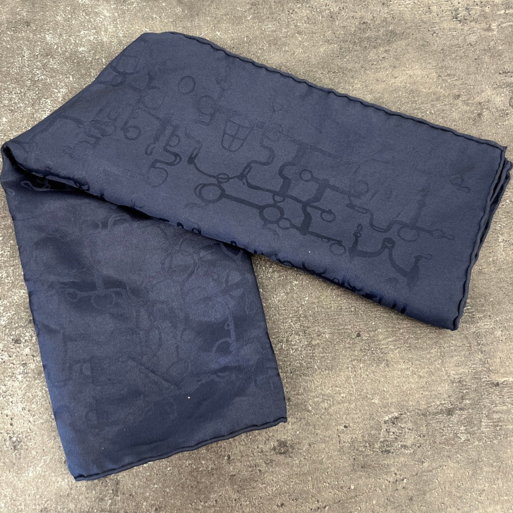 Women's Silk Jacquard Bandana Navy