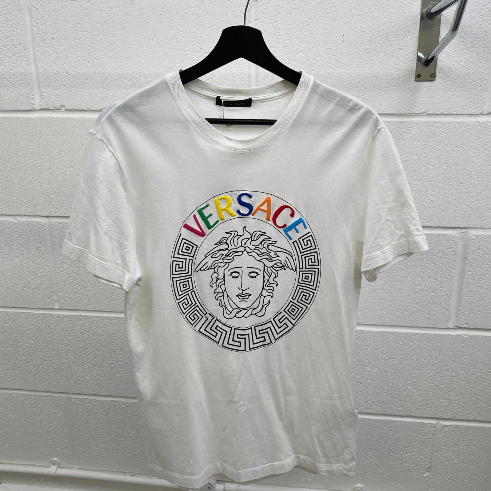 Men's Embroidered Logo T-Shirt White Size S