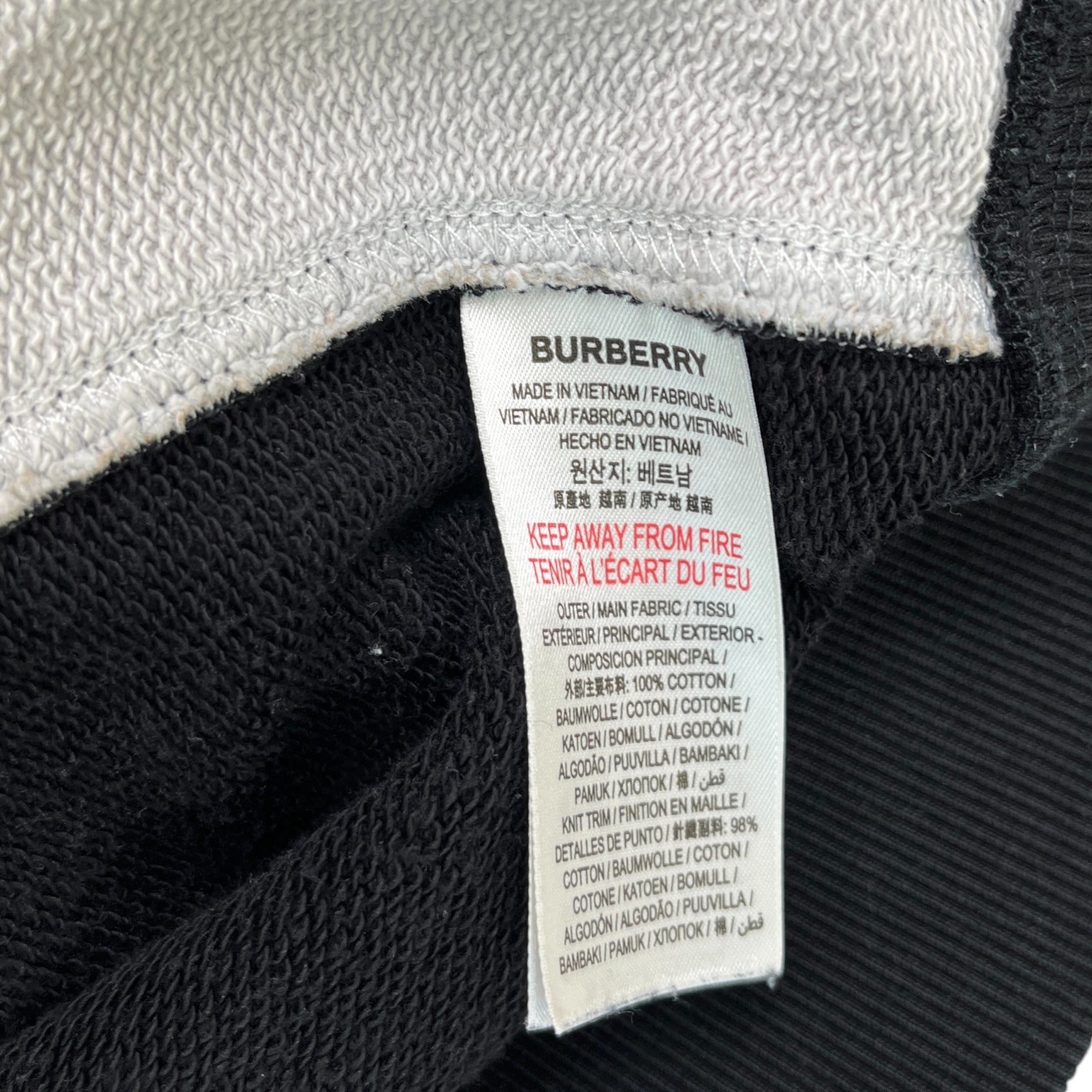 Men's Check Panel Zip Up Hoodie Black Size XL