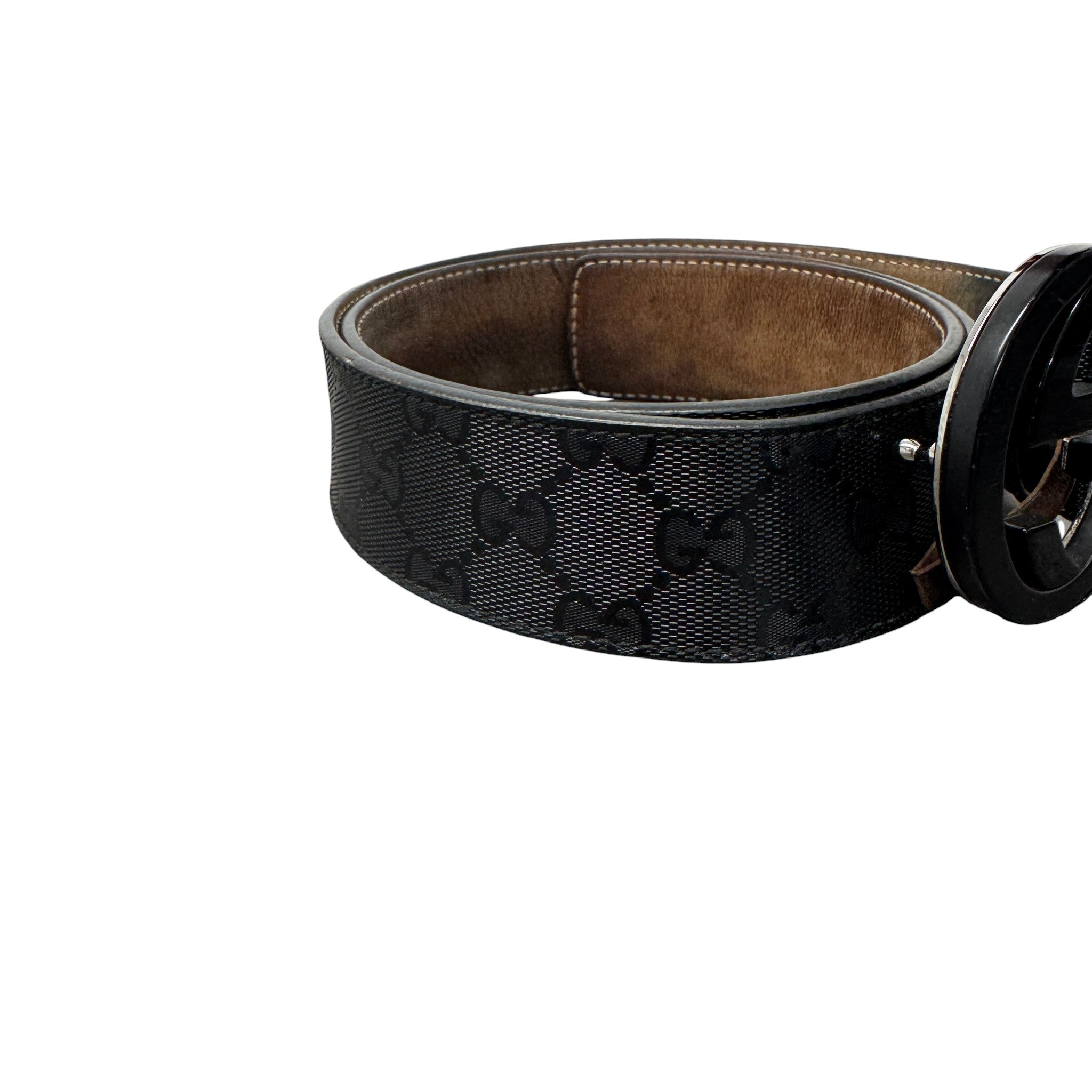 Men's Gg Supreme Interlocking G Belt Black Size 85CM / UK 10