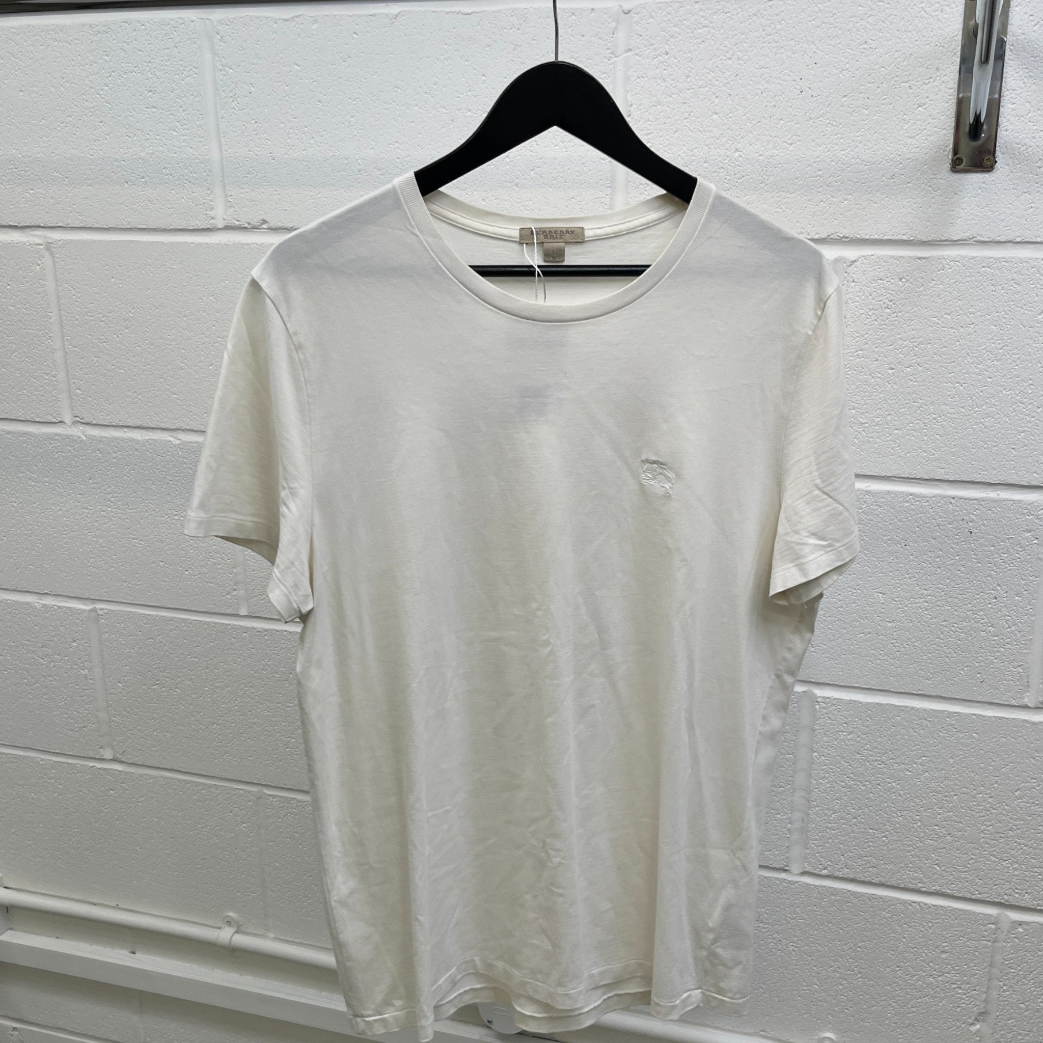 Men's Embroidered Logo T-Shirt White Size L