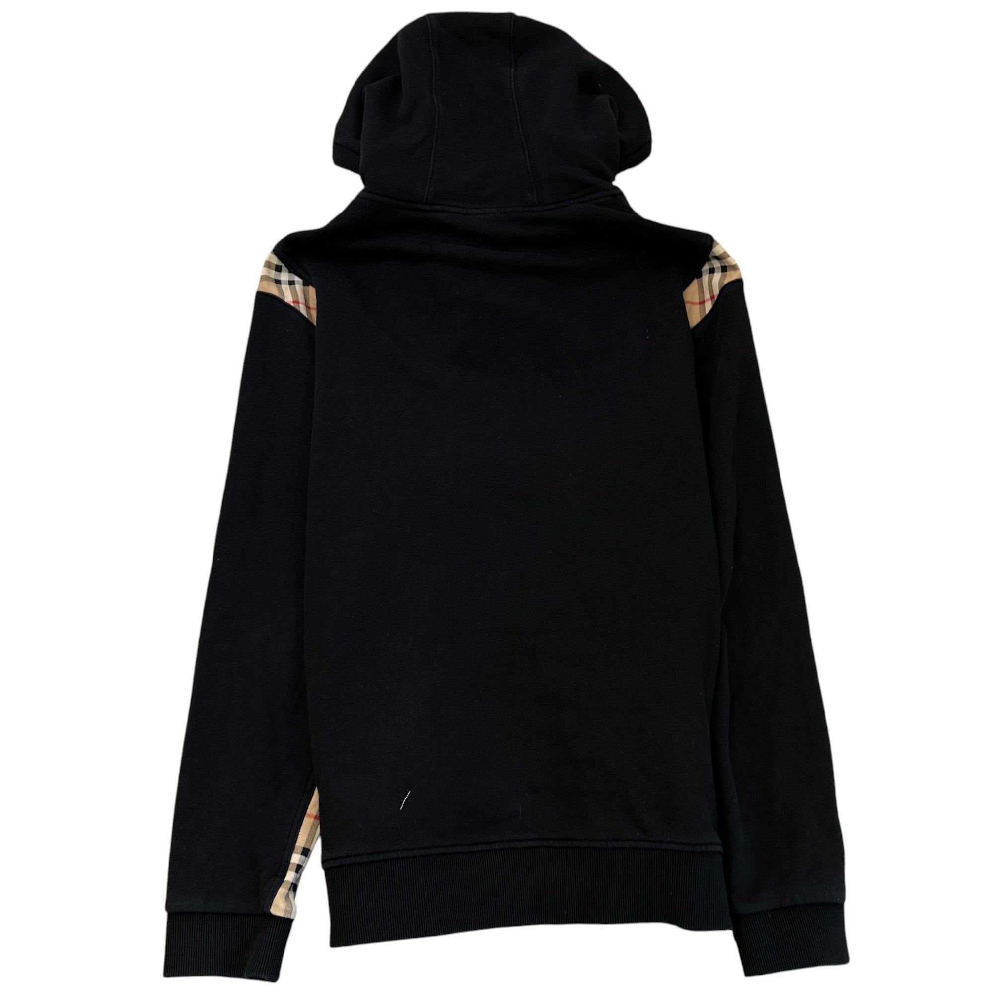 Men's Check Panel Zip Up Hoodie Black Size XL