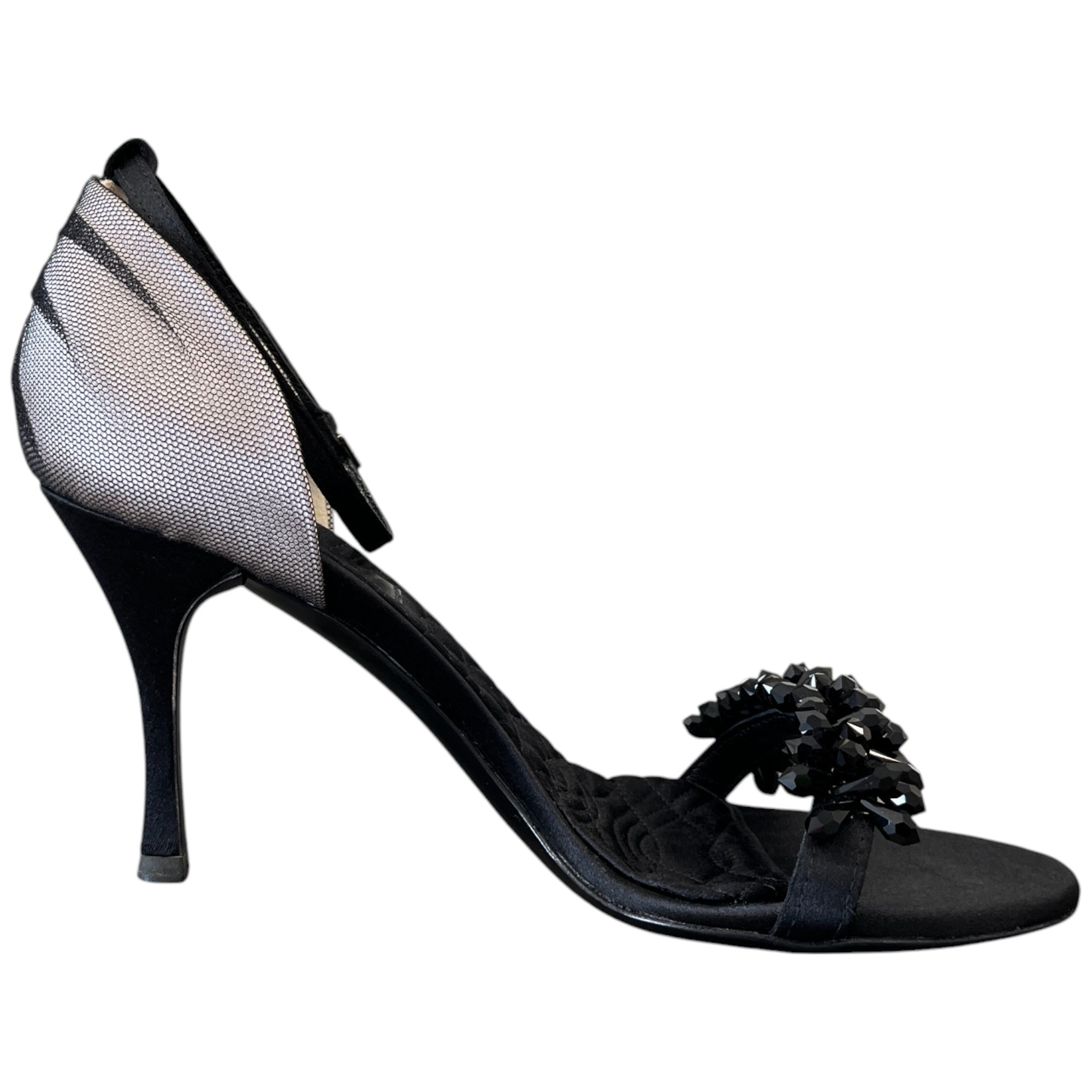 Women's Crystal Ankle Strap Heels Black Size EU 36 / UK 3