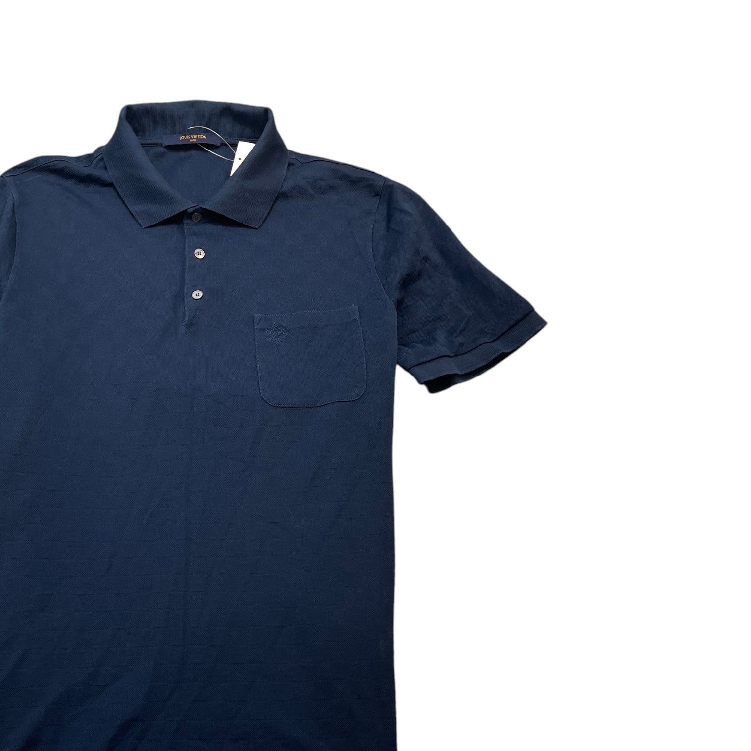 Men's Damier Polo Shirt Blue Size XL