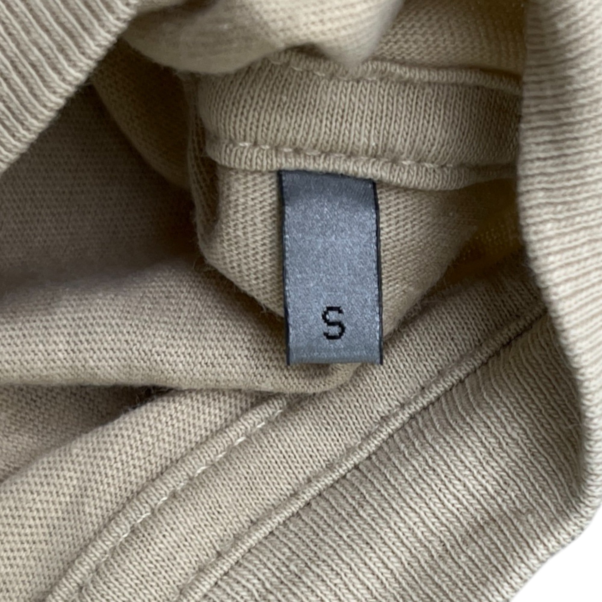 Men's Embroidered Logo Back Print T-Shirt Beige Size S