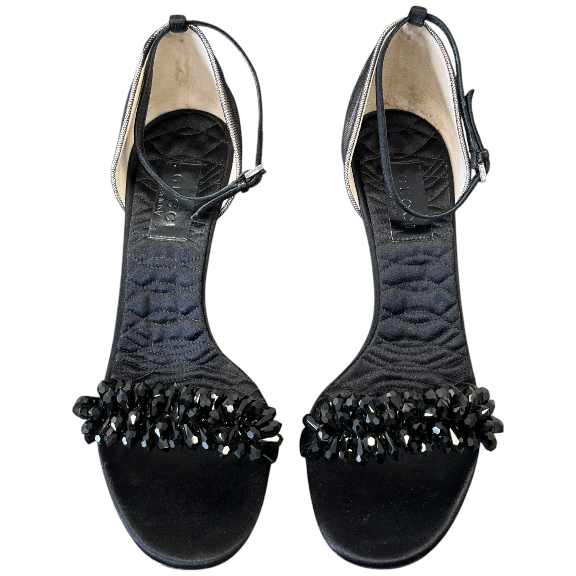 Women's Crystal Ankle Strap Heels Black Size EU 36 / UK 3