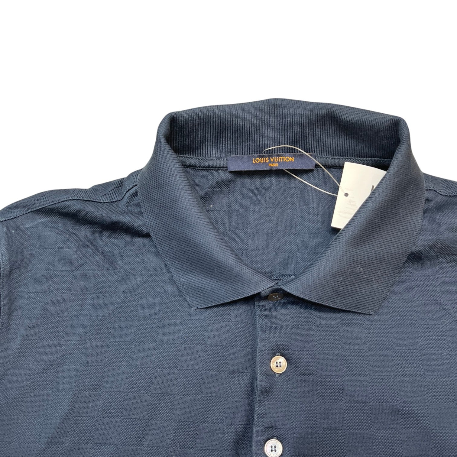 Men's Damier Polo Shirt Blue Size XL