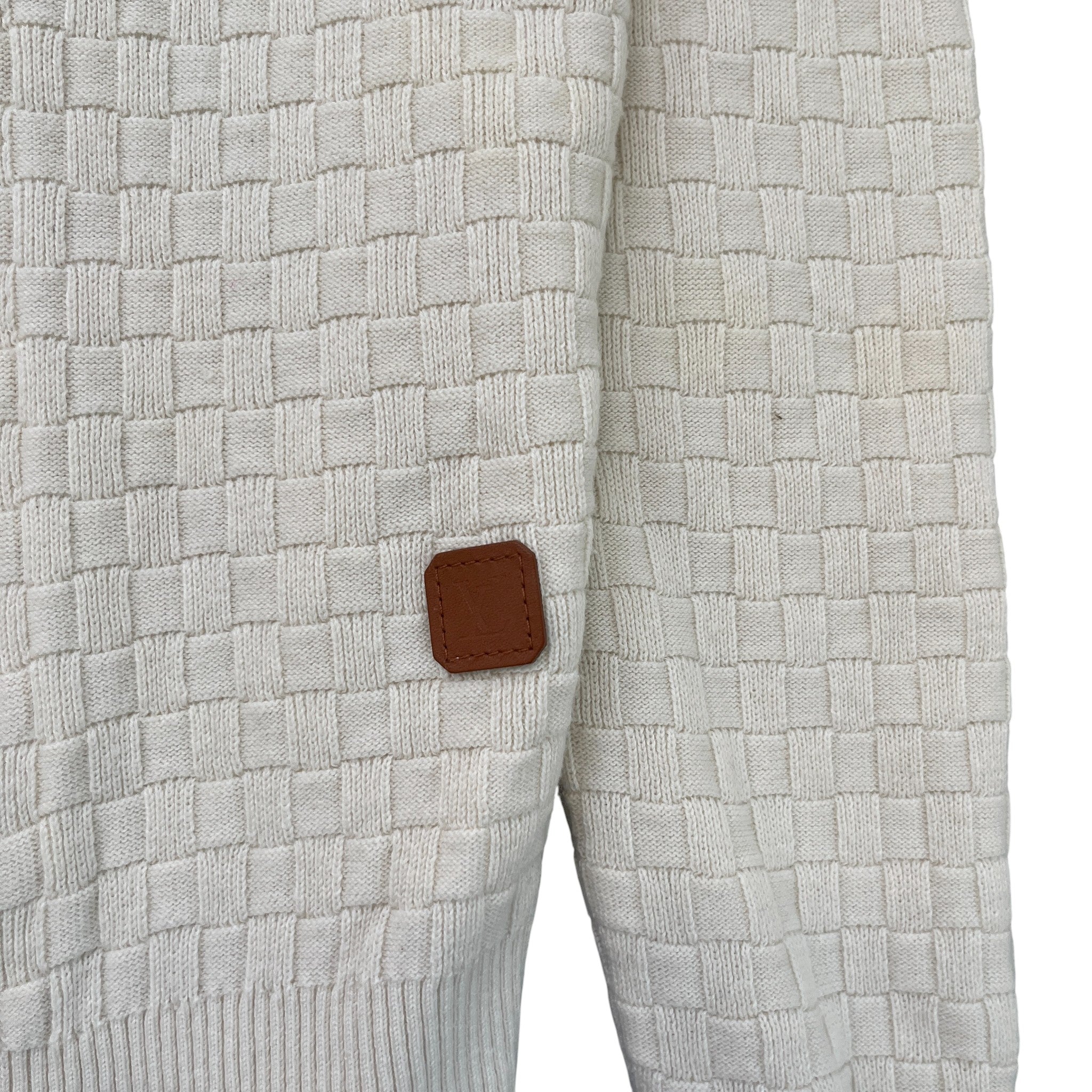 Men's Damier Zip-Up Cardigan Cream Size S