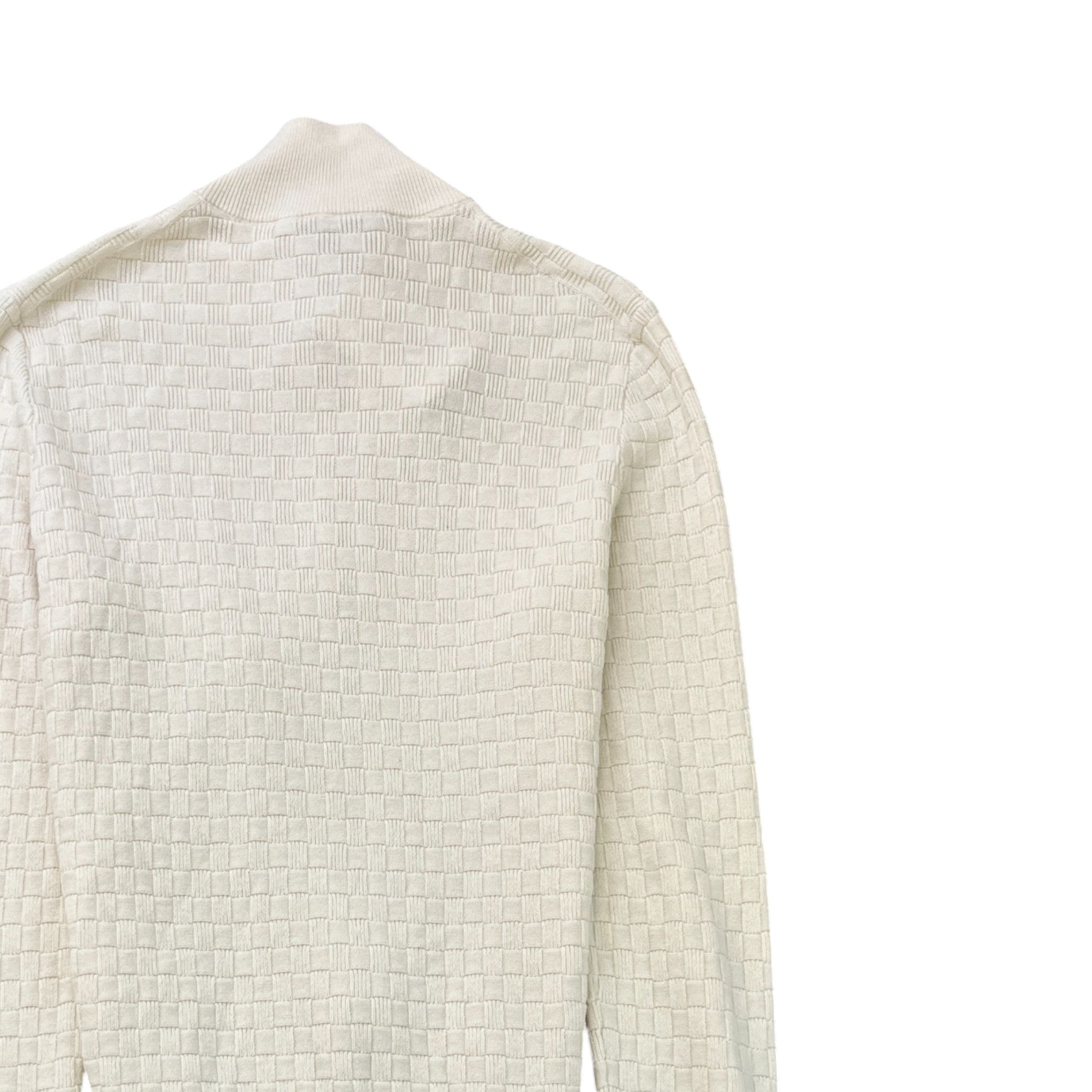 Men's Damier Zip-Up Cardigan Cream Size S