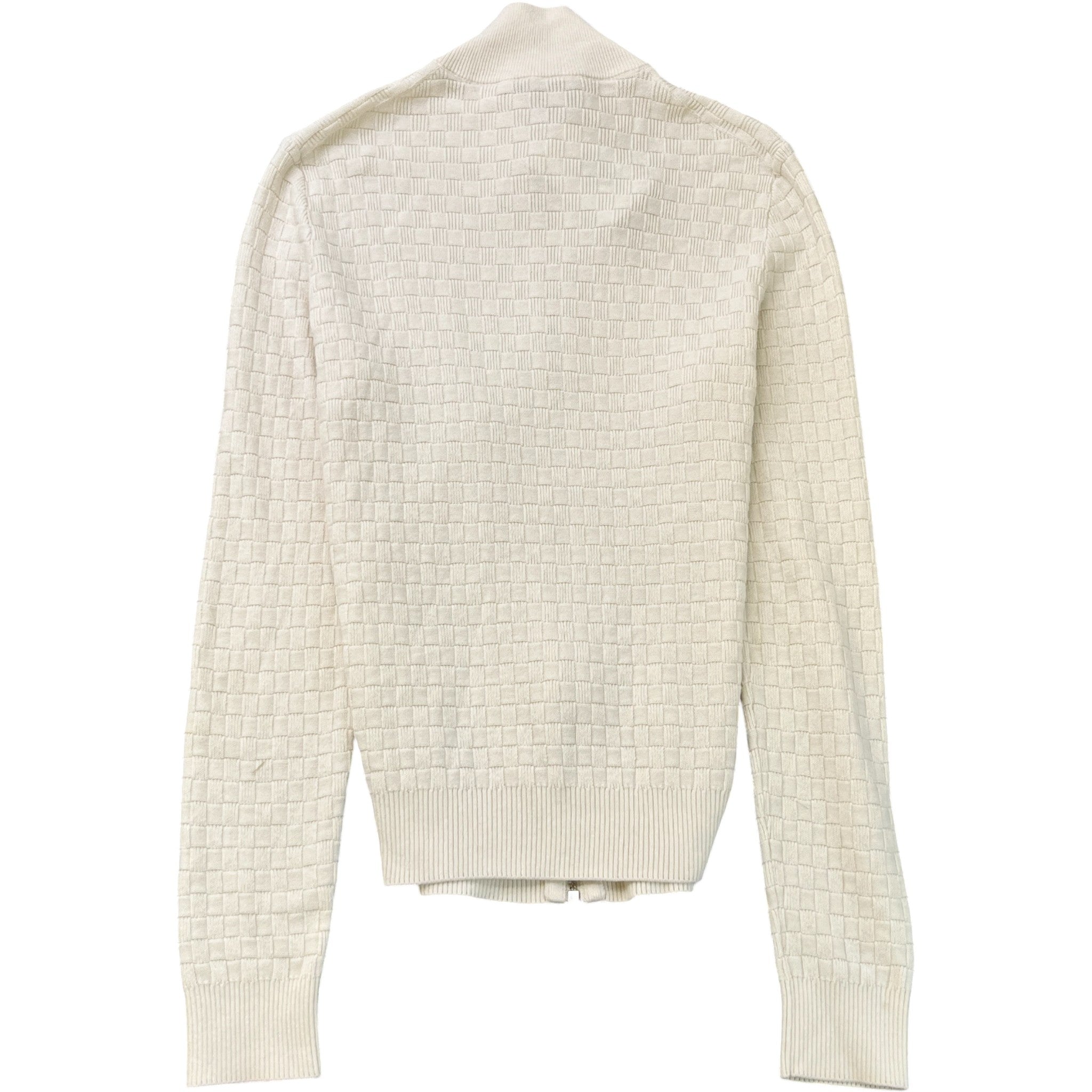 Men's Damier Zip-Up Cardigan Cream Size S