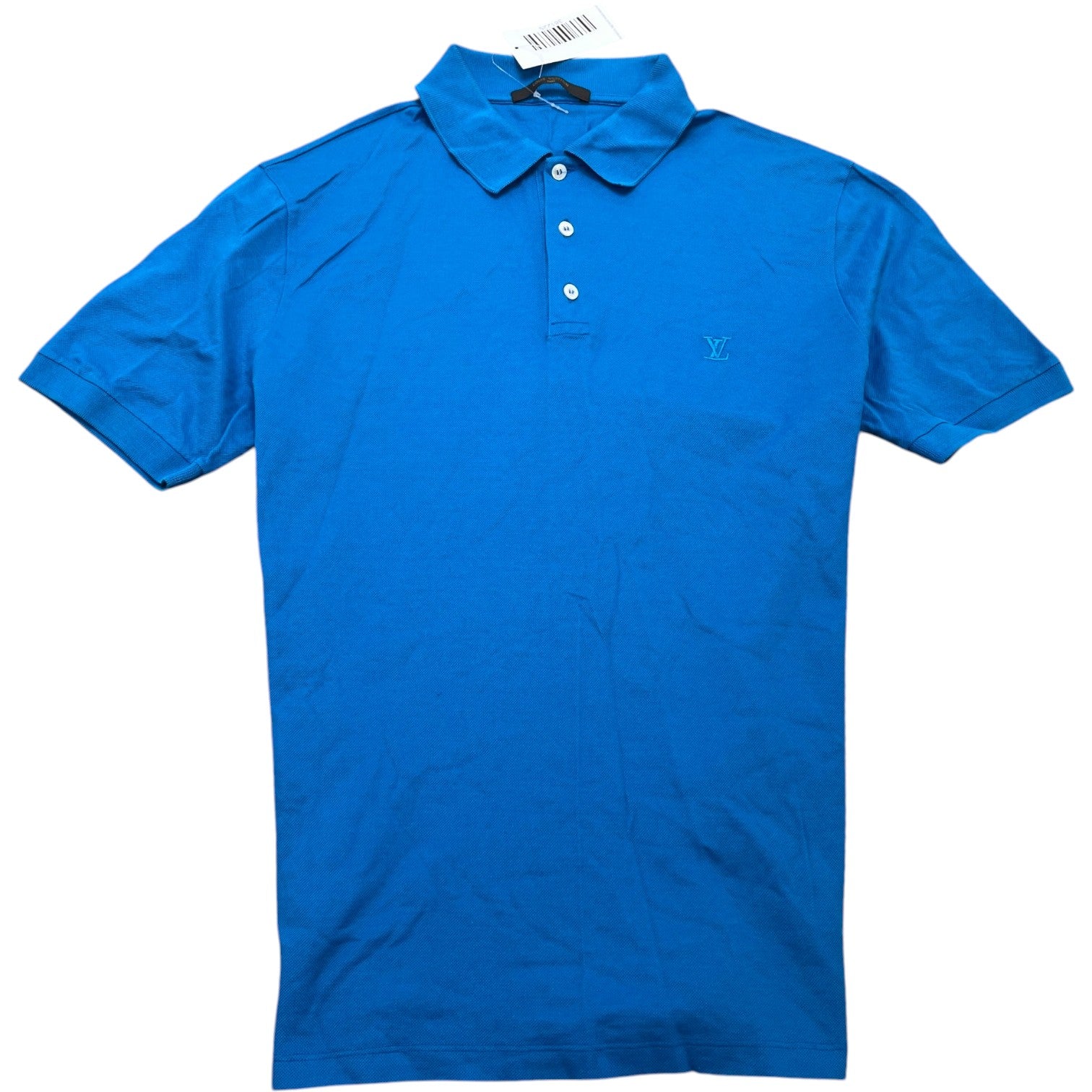 Men's Embroidered Logo Polo Shirt Blue Size L