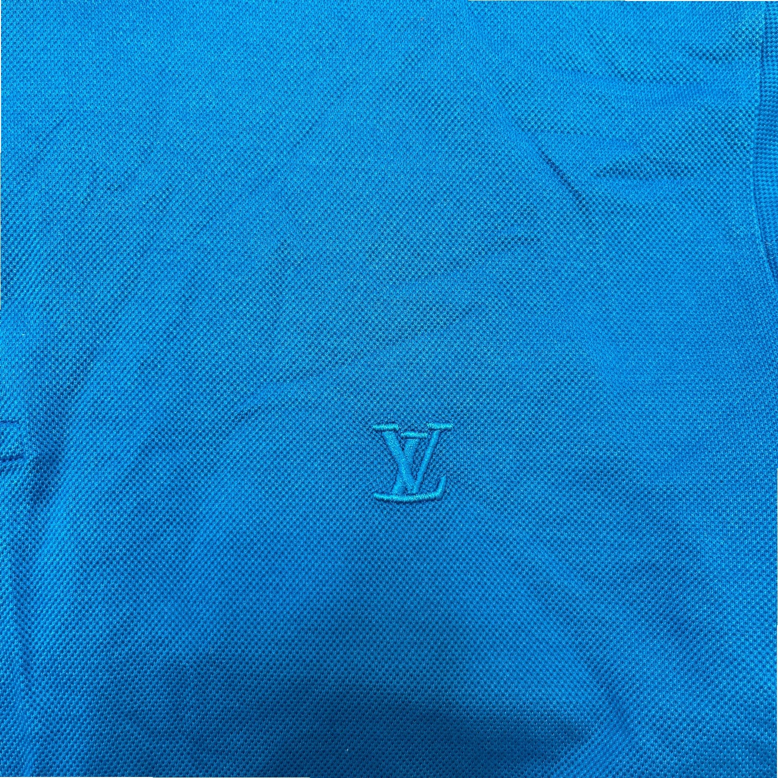 Men's Embroidered Logo Polo Shirt Blue Size L