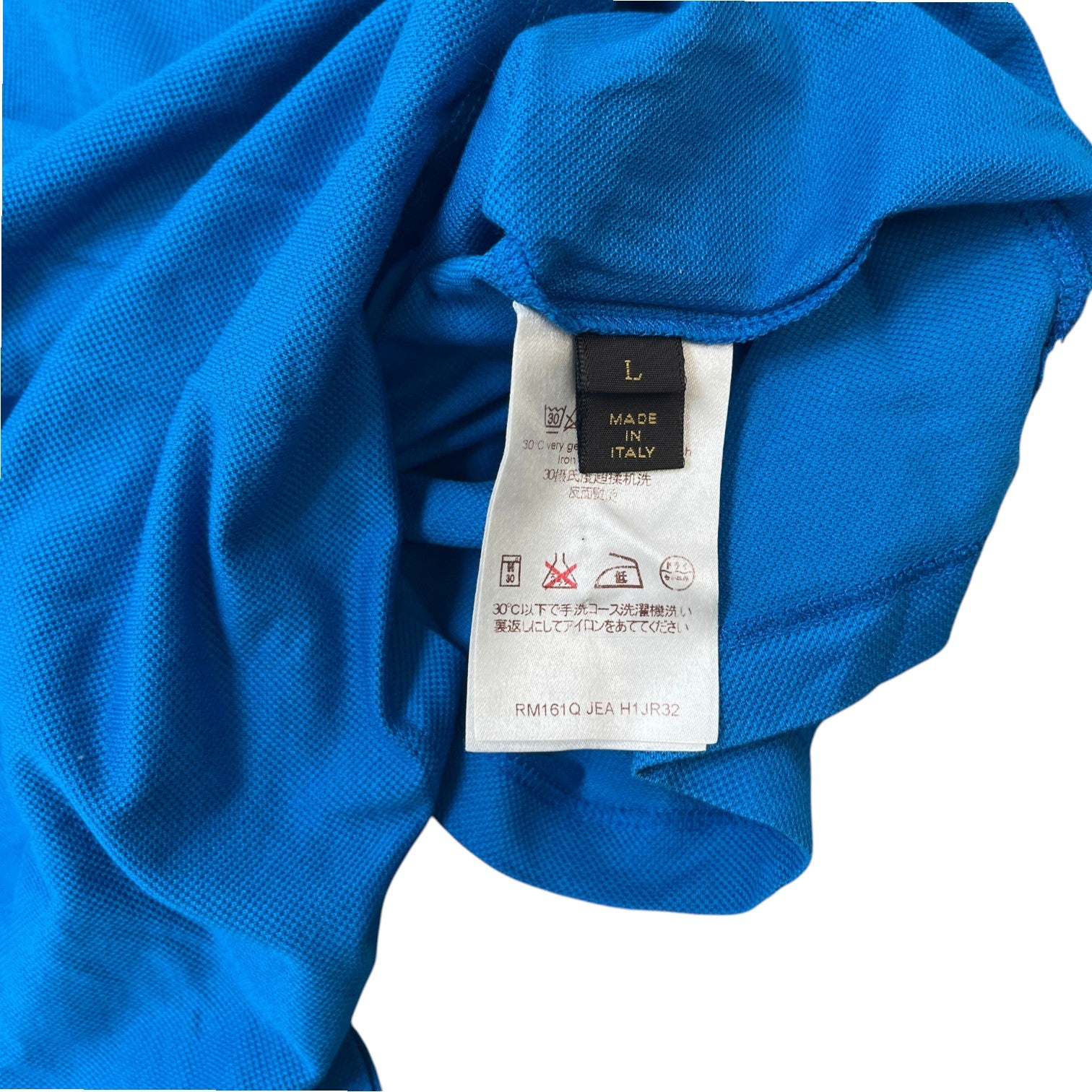 Men's Embroidered Logo Polo Shirt Blue Size L
