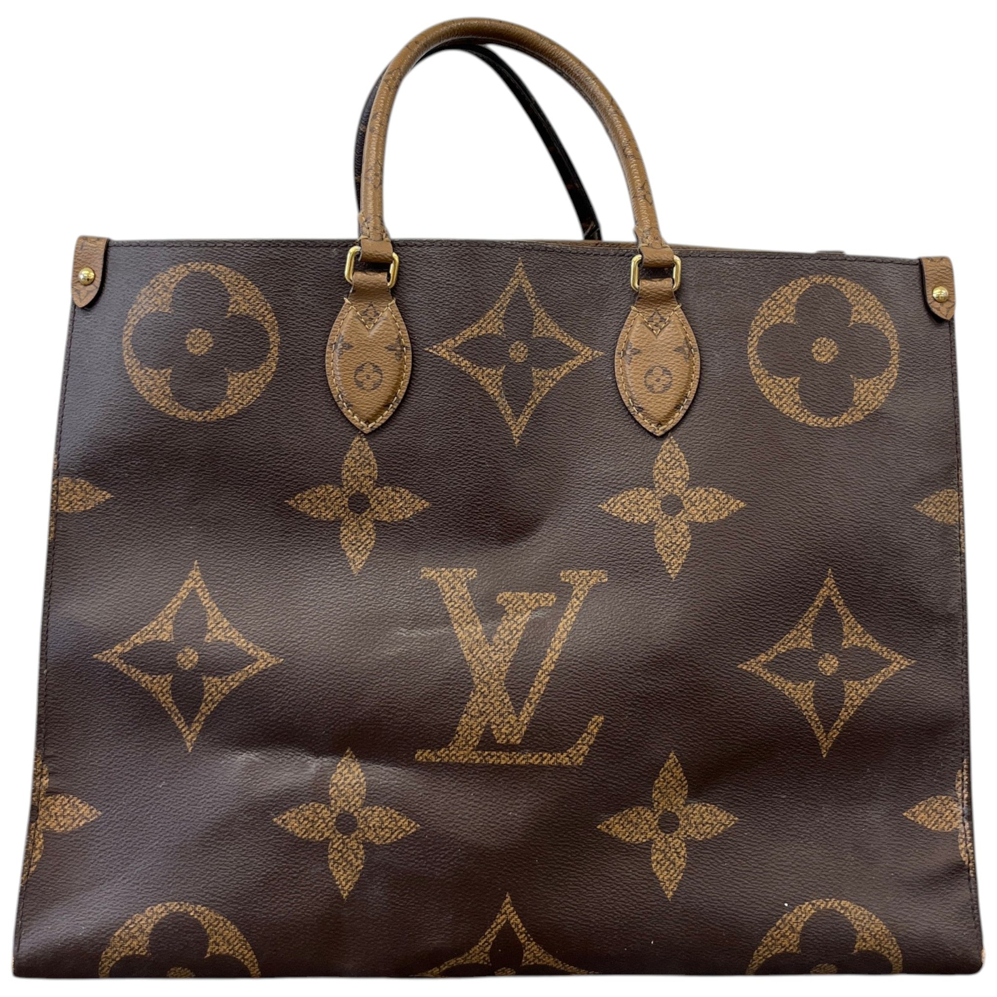 Women's Onthego Tote Monogram Giant Monogram Reverse Bag Brown