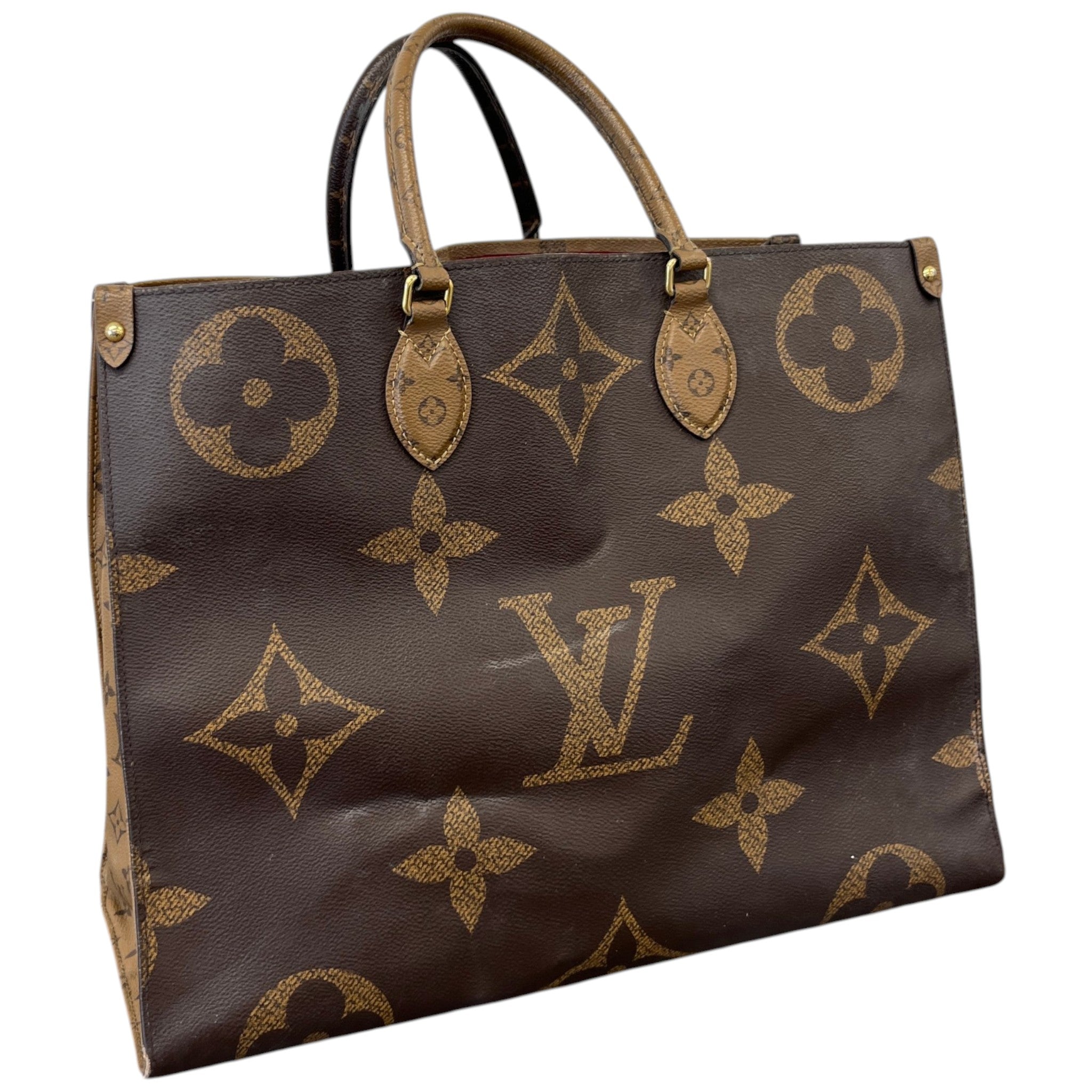 Women's Onthego Tote Monogram Giant Monogram Reverse Bag Brown