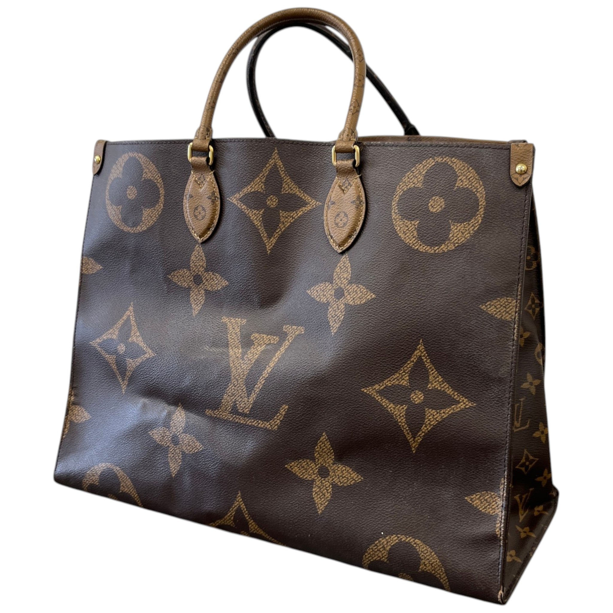 Women's Onthego Tote Monogram Giant Monogram Reverse Bag Brown