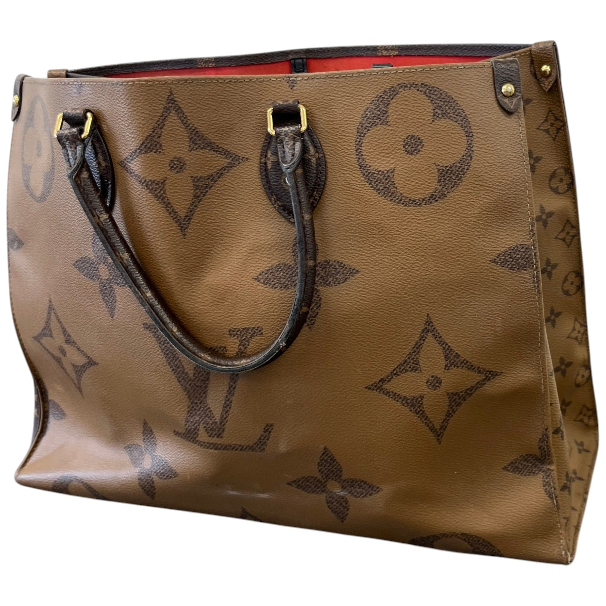 Women's Onthego Tote Monogram Giant Monogram Reverse Bag Brown