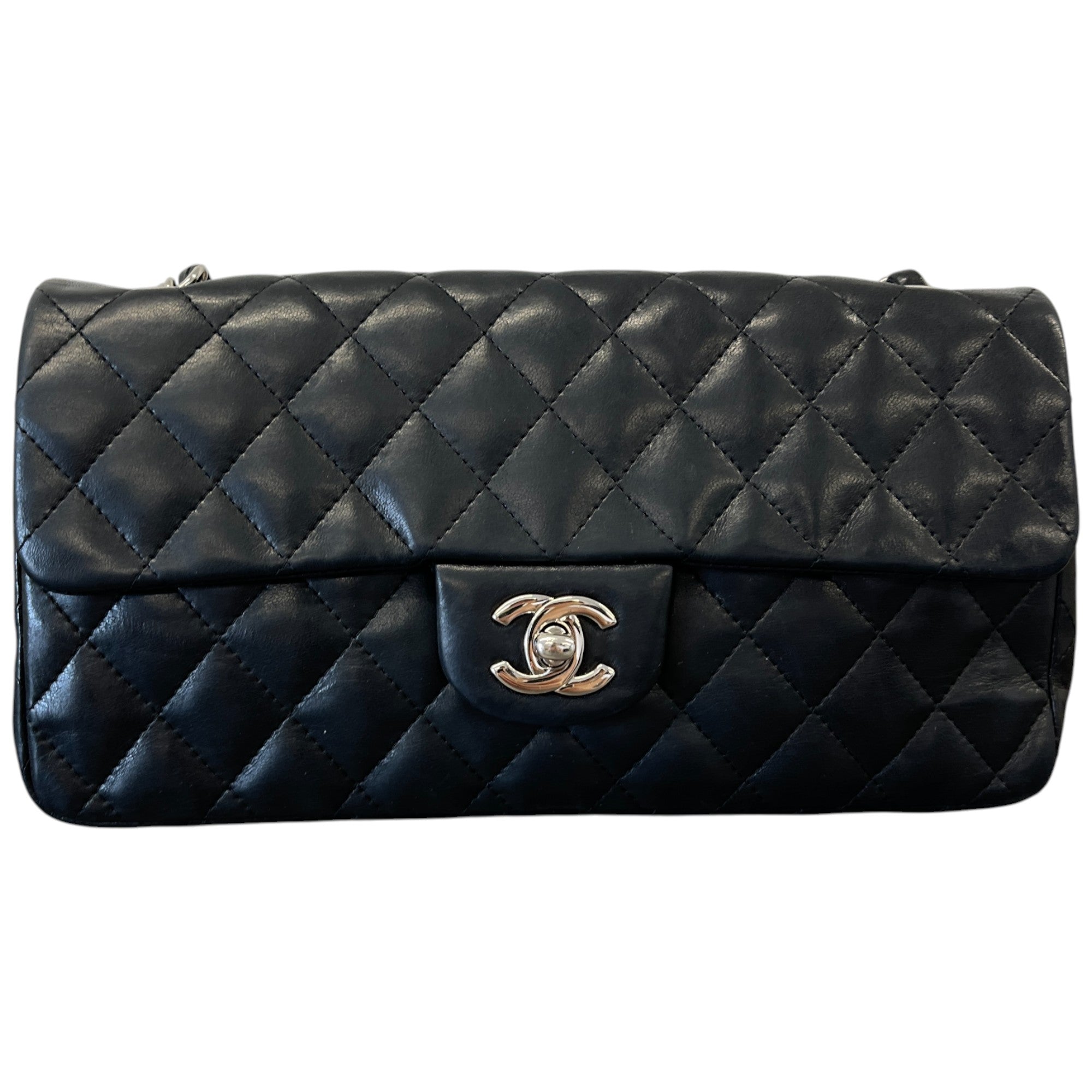 Women's Vintage East West Baguette Lambskin Handbag Black