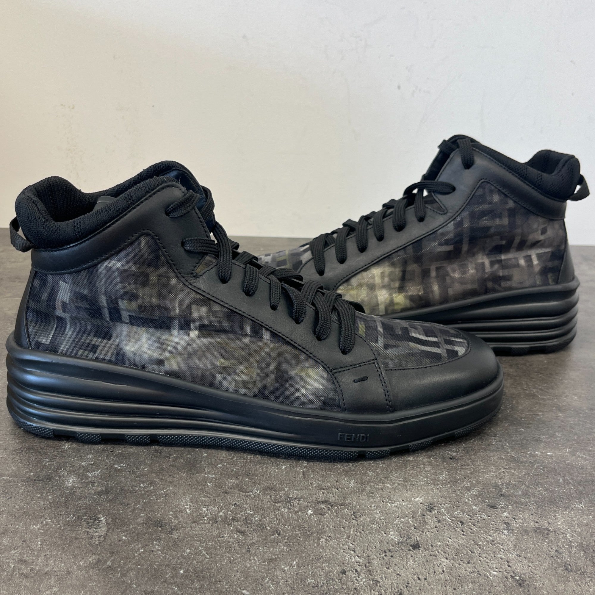 Men's Ff Monogram Mesh High Trainers Black Size EU 42 / UK 8