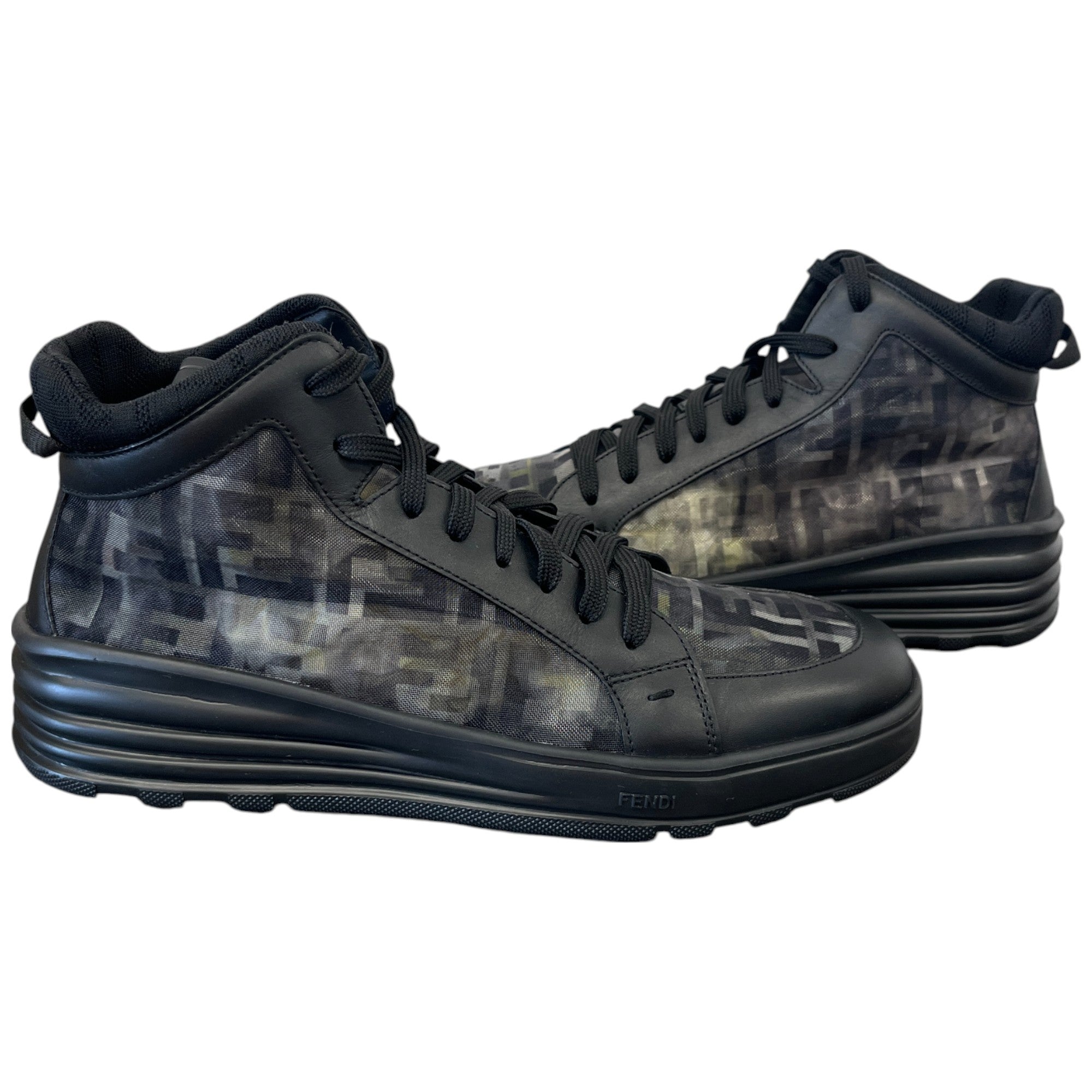 Men's Ff Monogram Mesh High Trainers Black Size EU 42 / UK 8