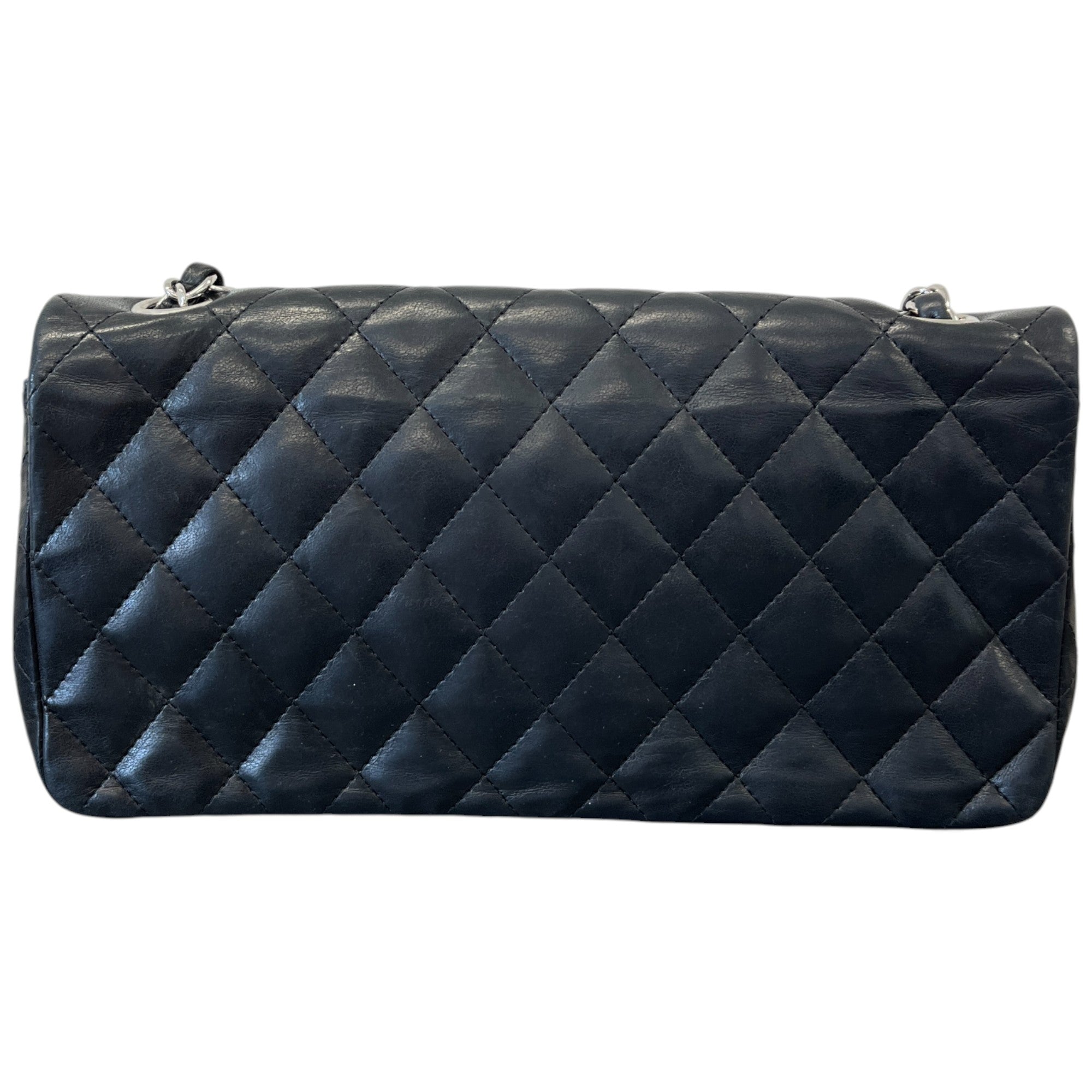 Women's Vintage East West Baguette Lambskin Handbag Black