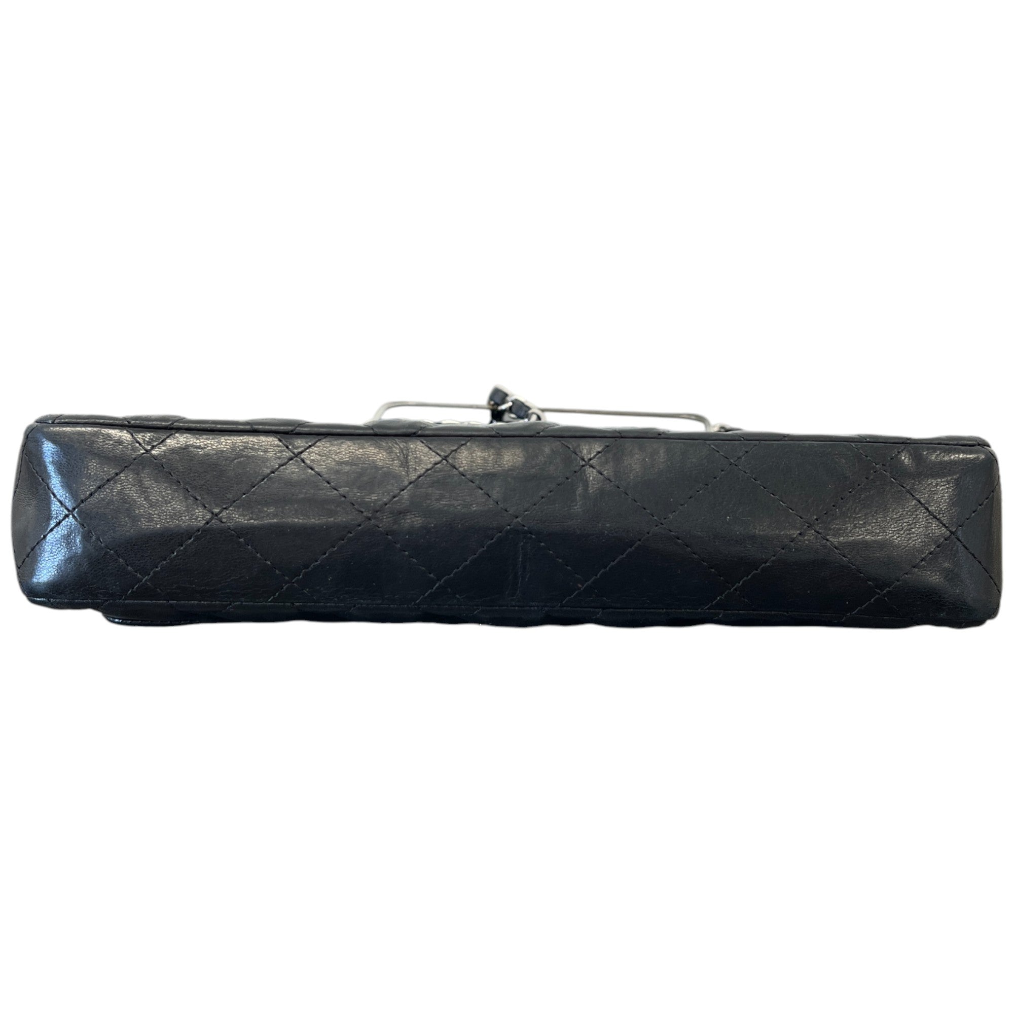 Women's Vintage East West Baguette Lambskin Handbag Black