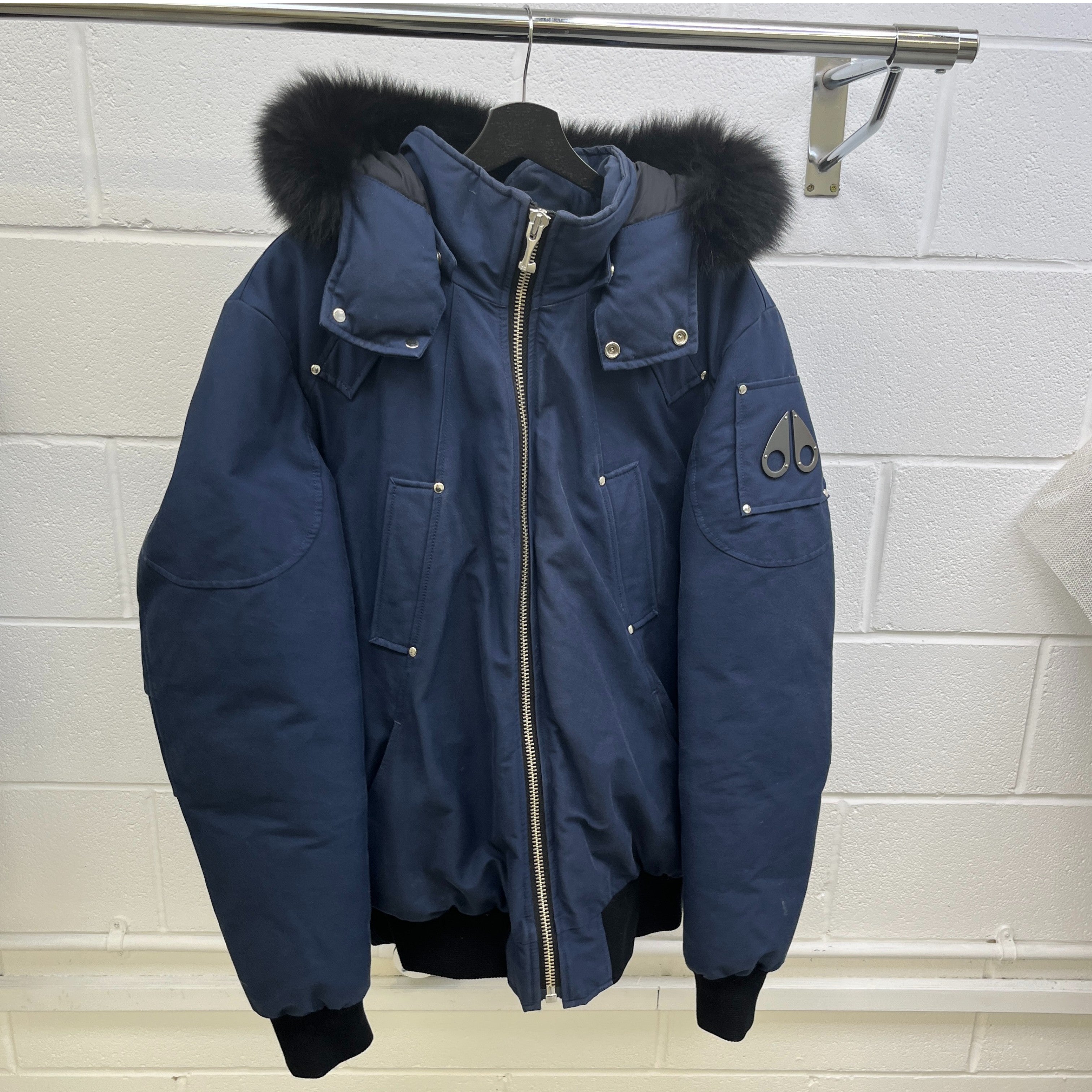 Men's Ballistic Bomber Down Jacket Navy Size XL