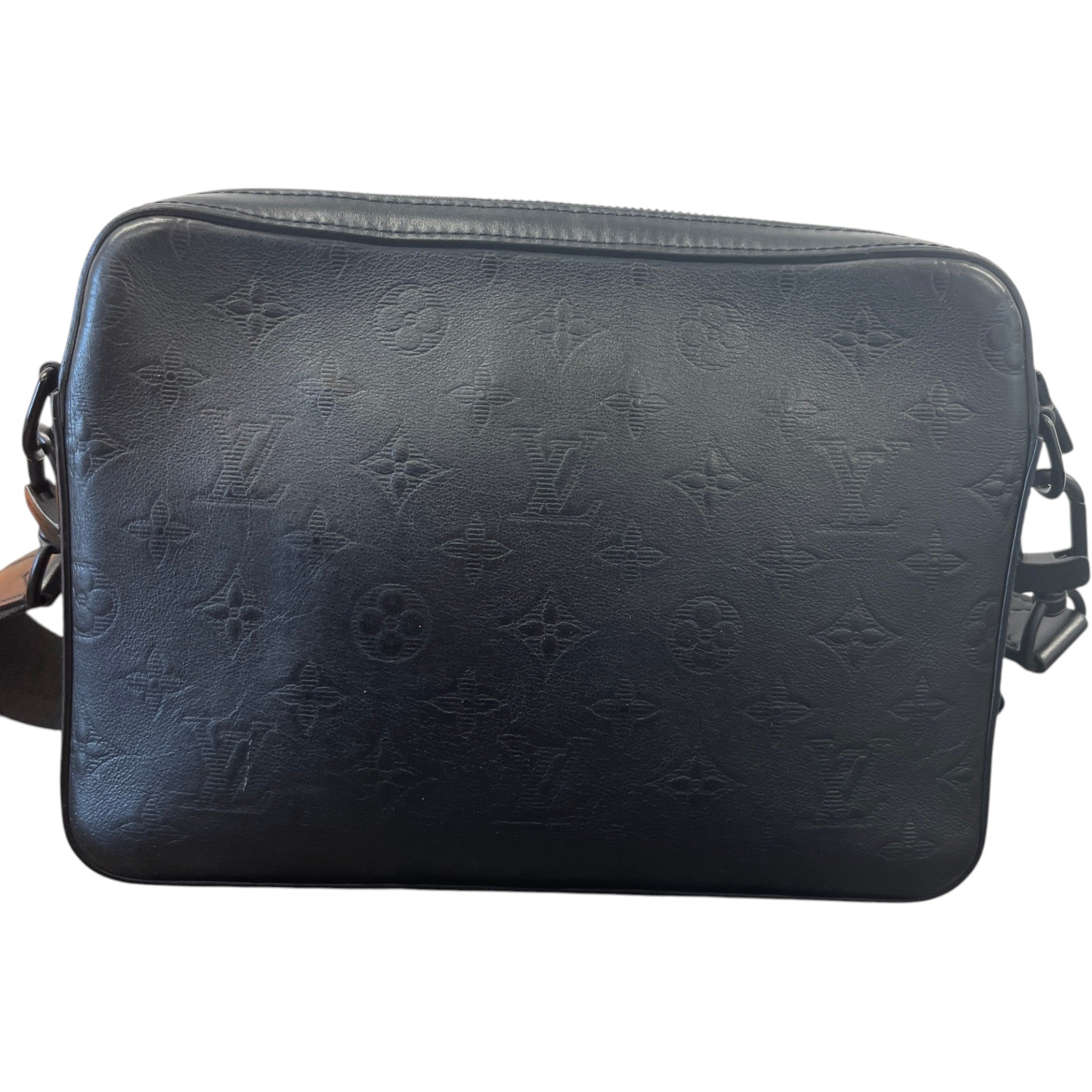 Men's Monogram Shadow Leather Duo Messenger Bag Black