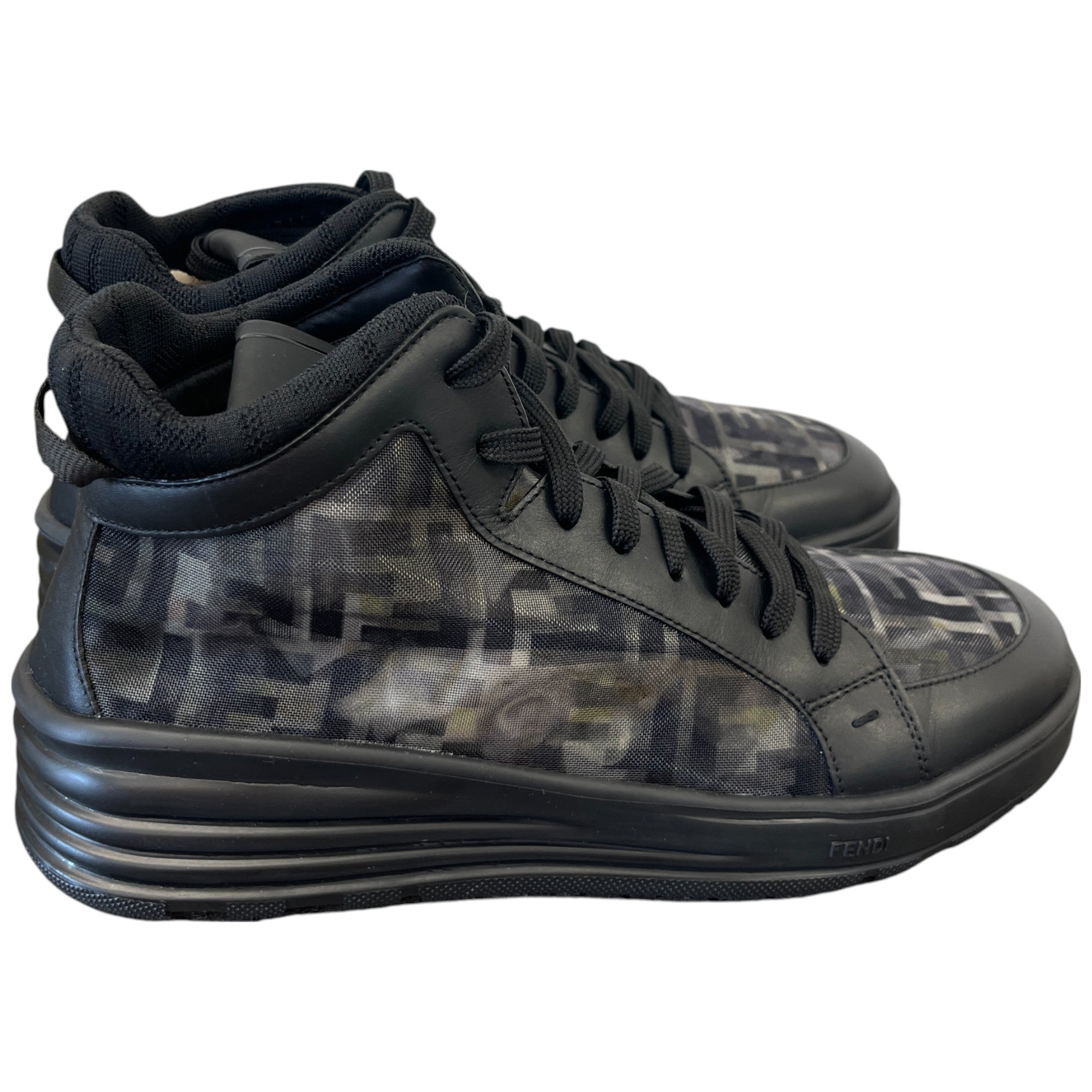 Men's Ff Monogram Mesh High Trainers Black Size EU 42 / UK 8