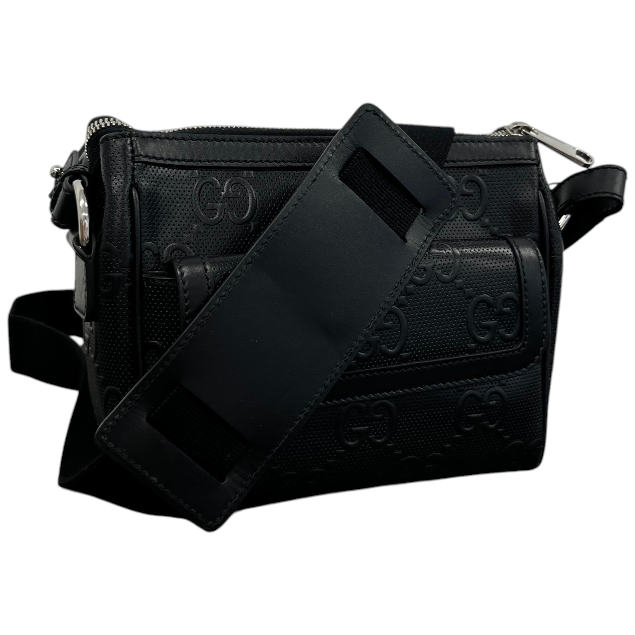 Men's Embroidered Logo Messenger Bag Black
