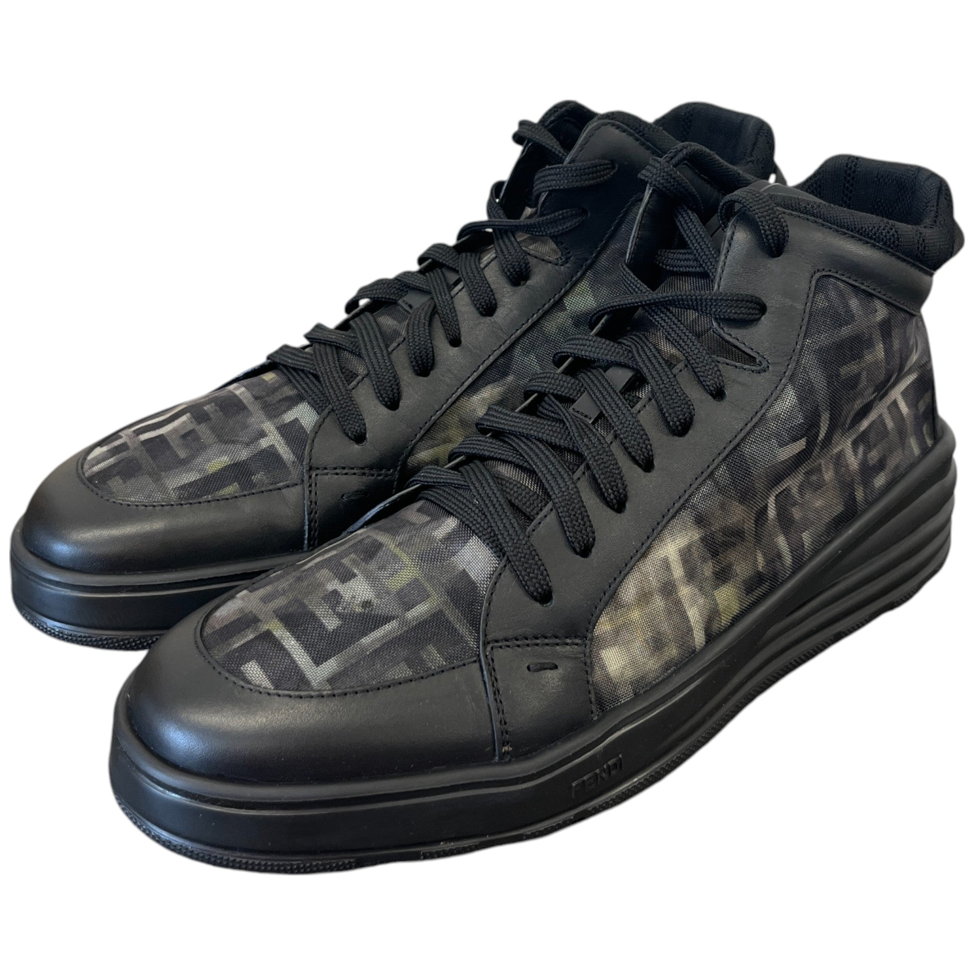 Men's Ff Monogram Mesh High Trainers Black Size EU 42 / UK 8