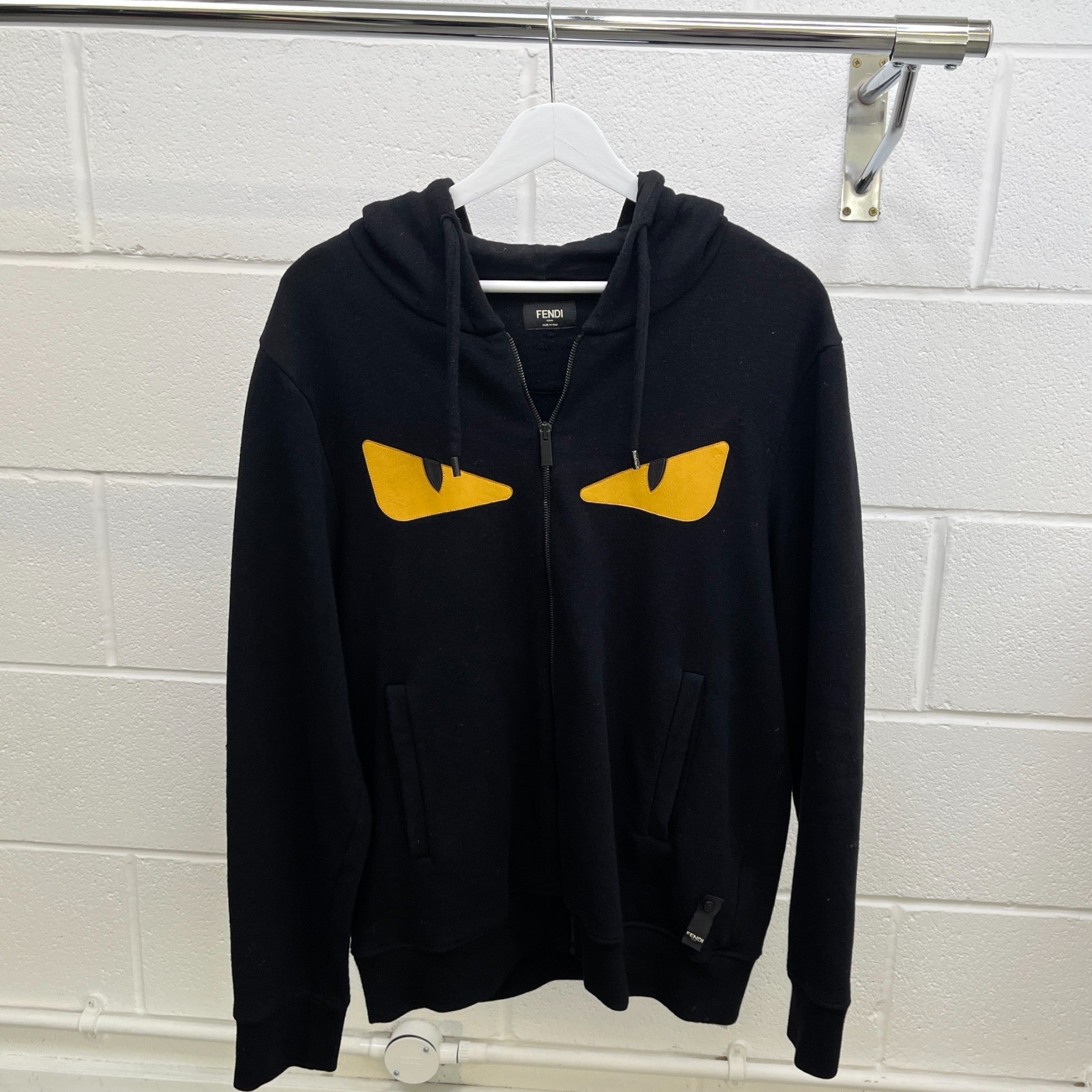 Men's Bugs Eyes Zip Up Hoodie Black Size IT 50 / UK L