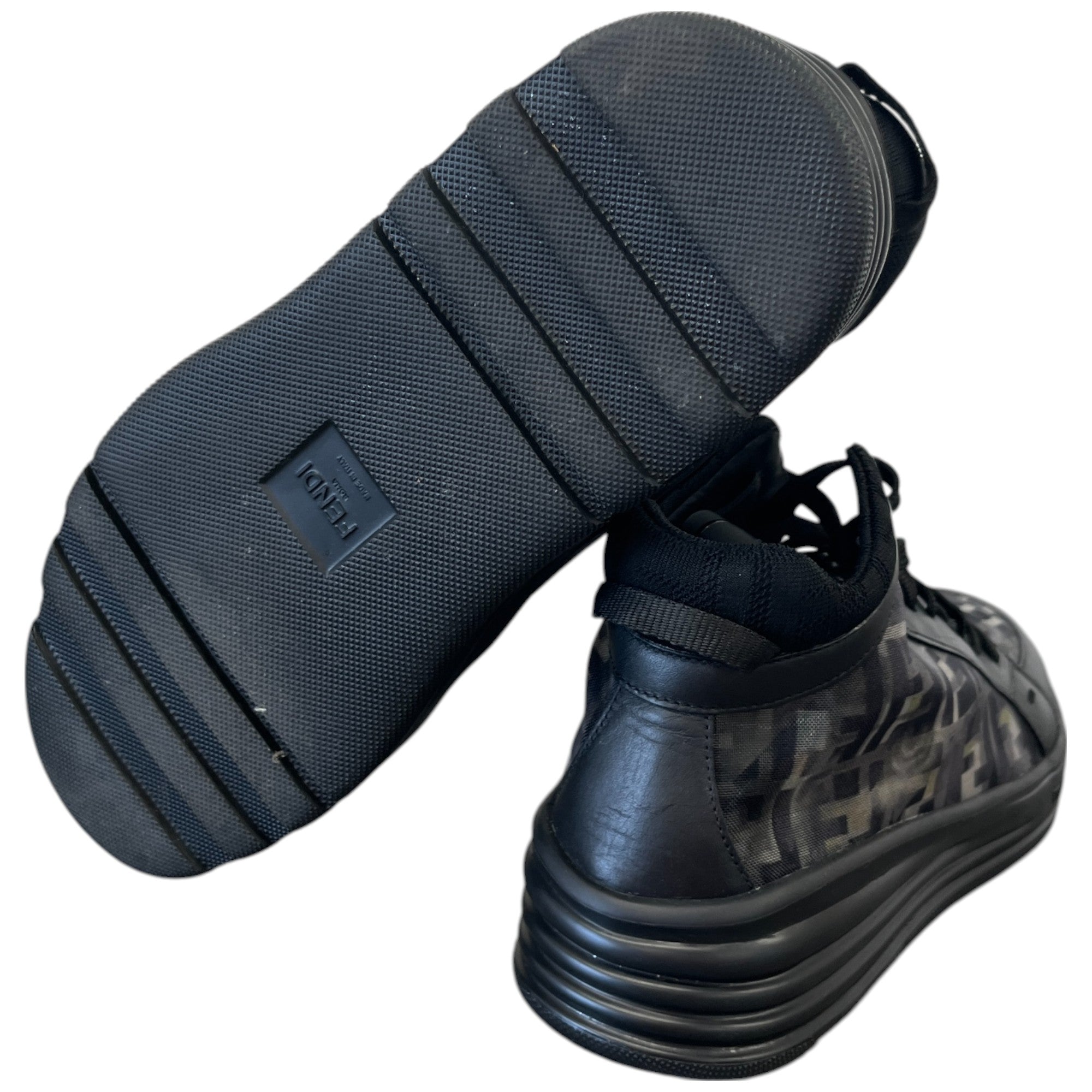 Men's Ff Monogram Mesh High Trainers Black Size EU 42 / UK 8