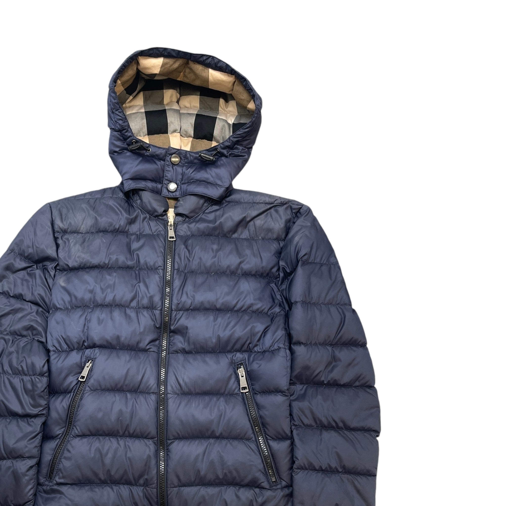 Men's Nova Check Brit Down Jacket Navy Size L