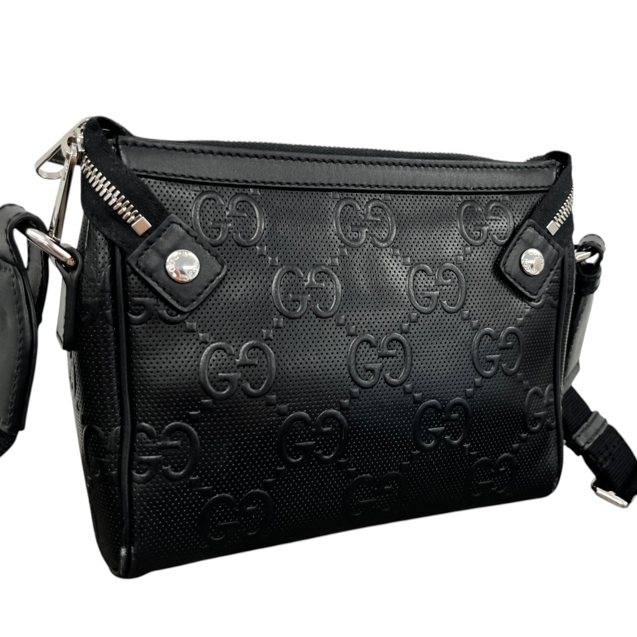 Men's Embroidered Logo Messenger Bag Black