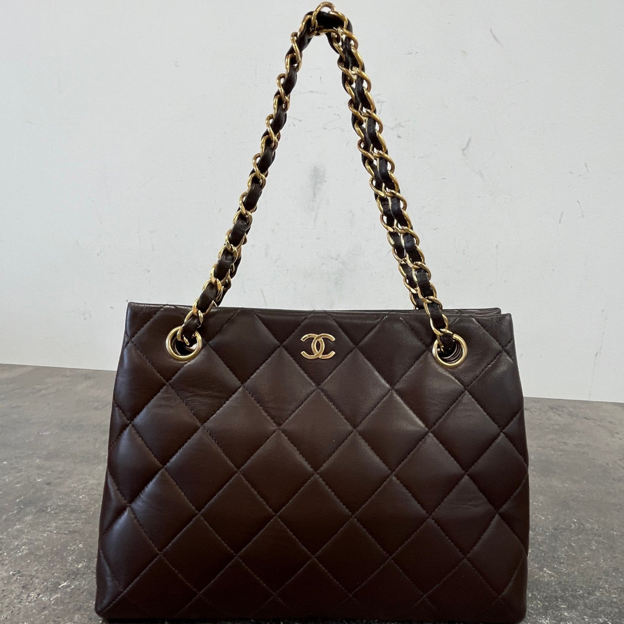 Women's Lambskin Cc Tote Bag Brown